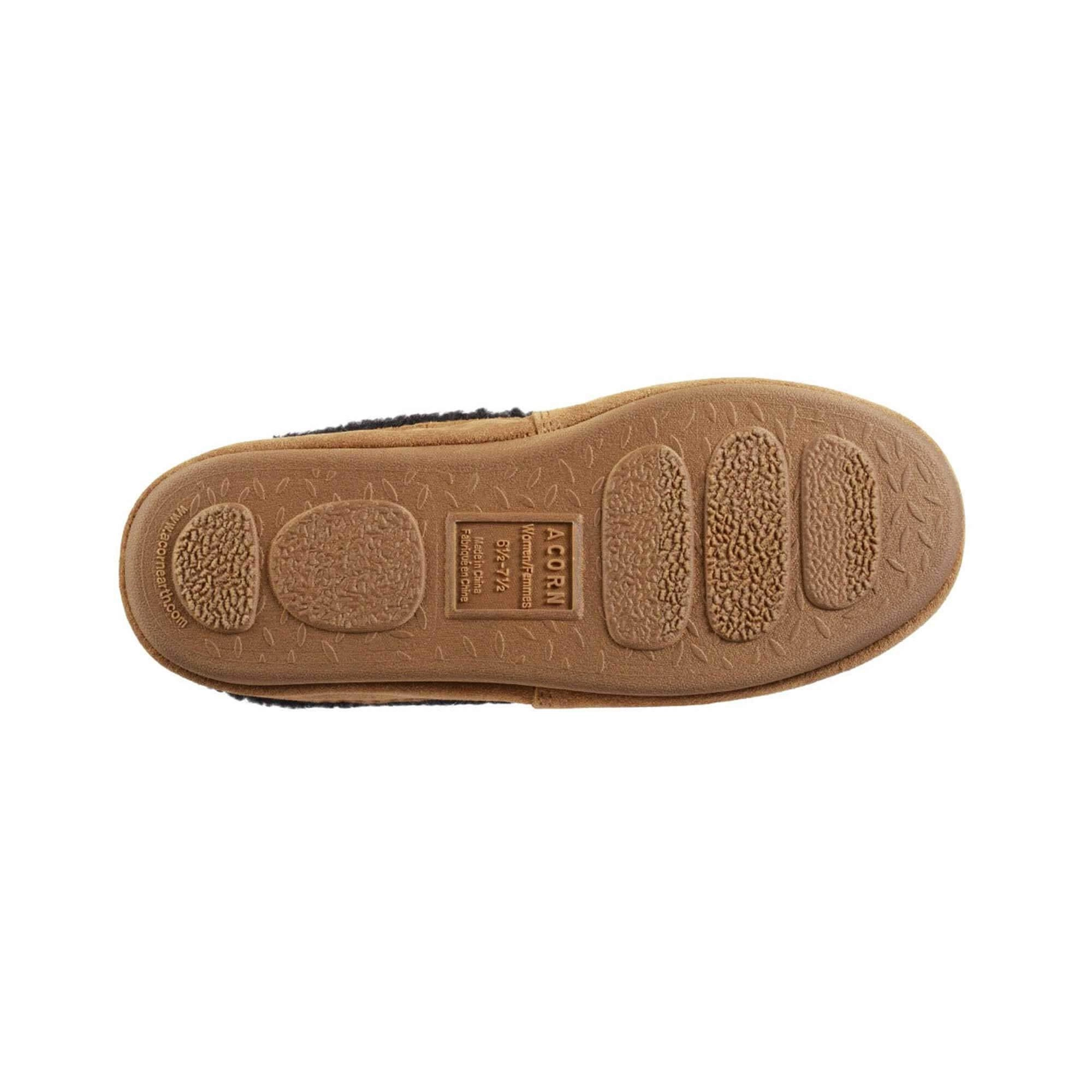 Acorn Women's Moccasin Slipper - Ela Fleece Lining, Black, Small | A21206BLKWS