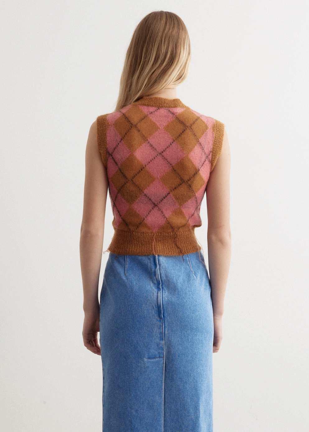 Argyle Light Mohair V-Neck Sweater Vest