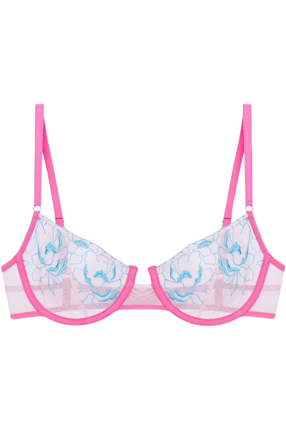 Audrey Floral Embroidery Underwire Bra in Light Pink