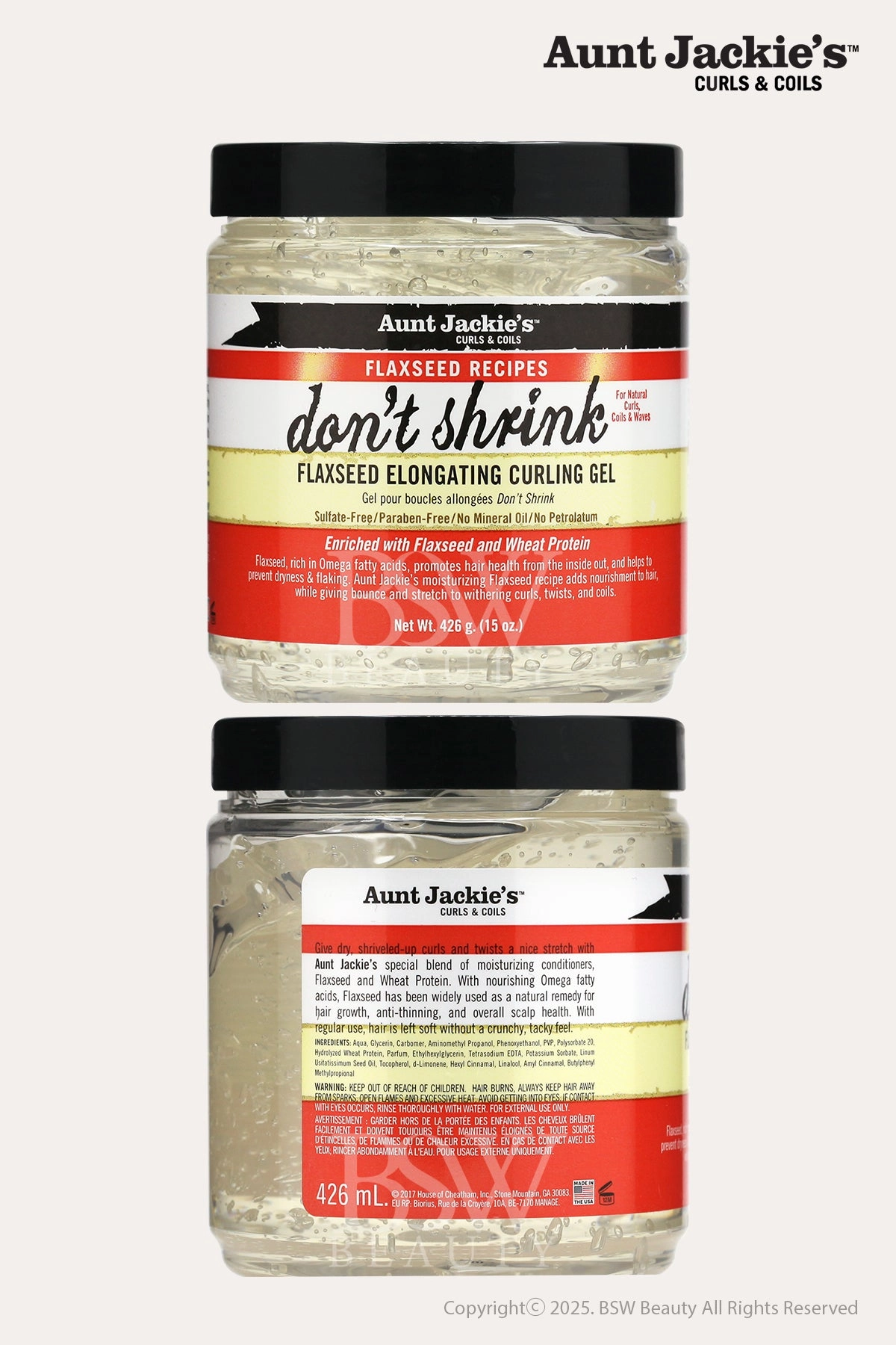 AUNT JACKIES DON'T SHRINK FLAXSEED ELONGATING CURLING GEL 15oz