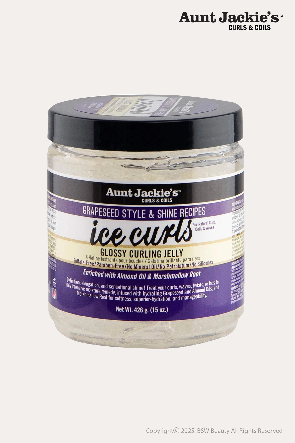 AUNT JACKIE'S GRAPESEED STYLE & SHINE RECIPES ICE CURLS CLOSSY CURLING JELLY 15oz