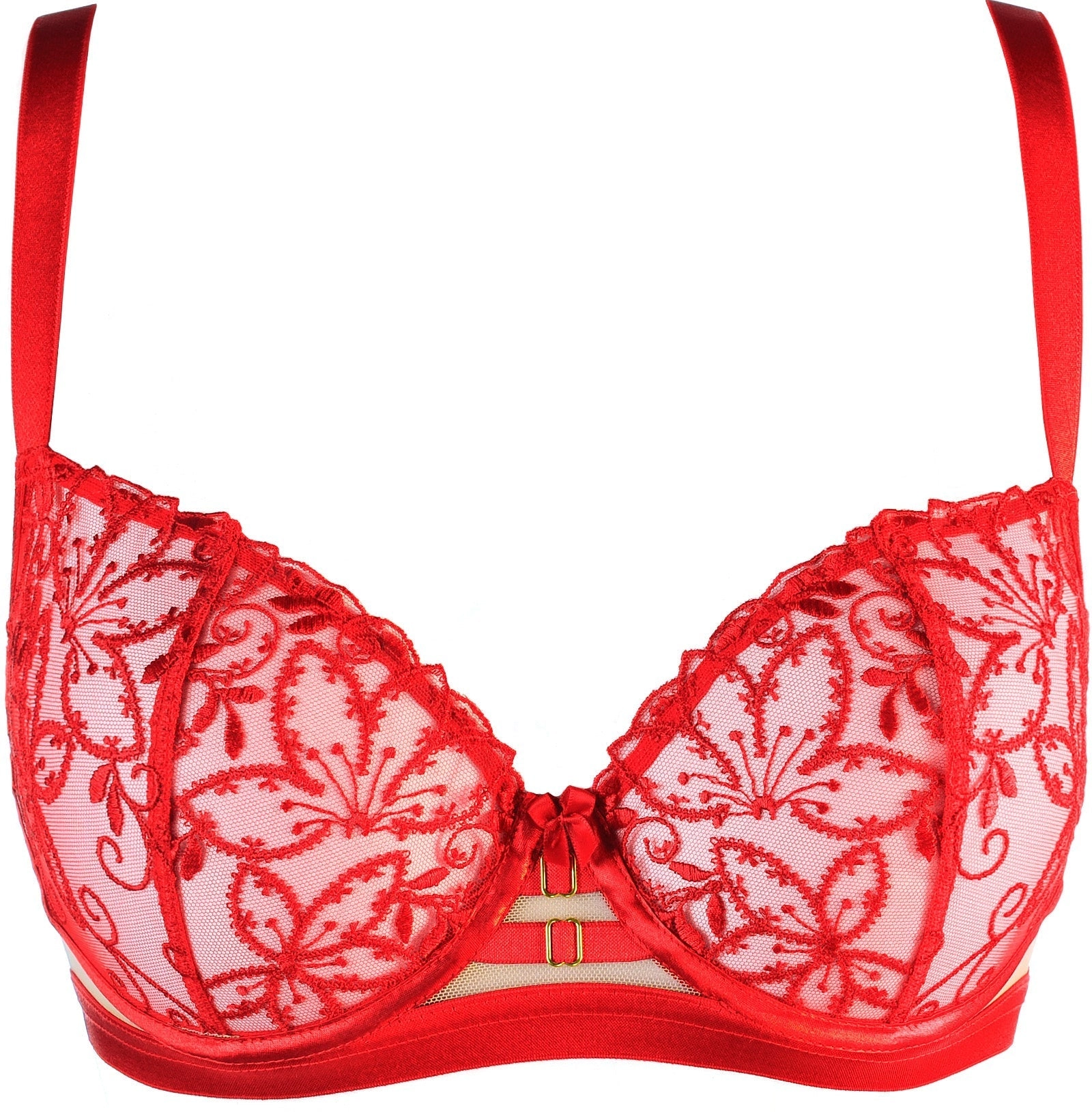Axami 10541 Sheer Embroidery Unlined Bra Red Just Like Heaven
