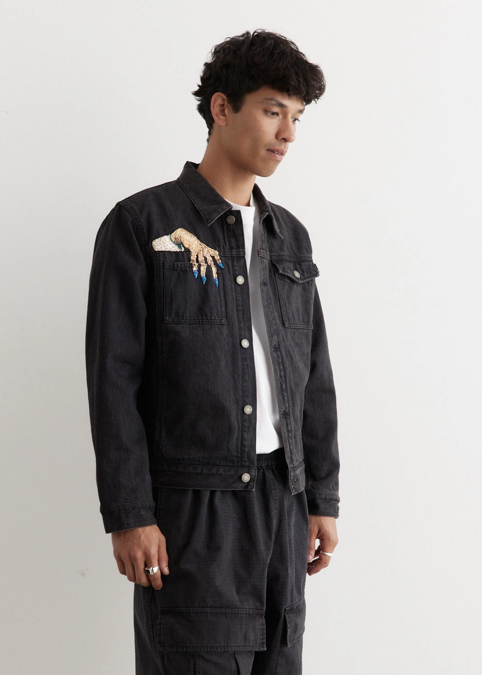 Beaded Hand Denim Blouson