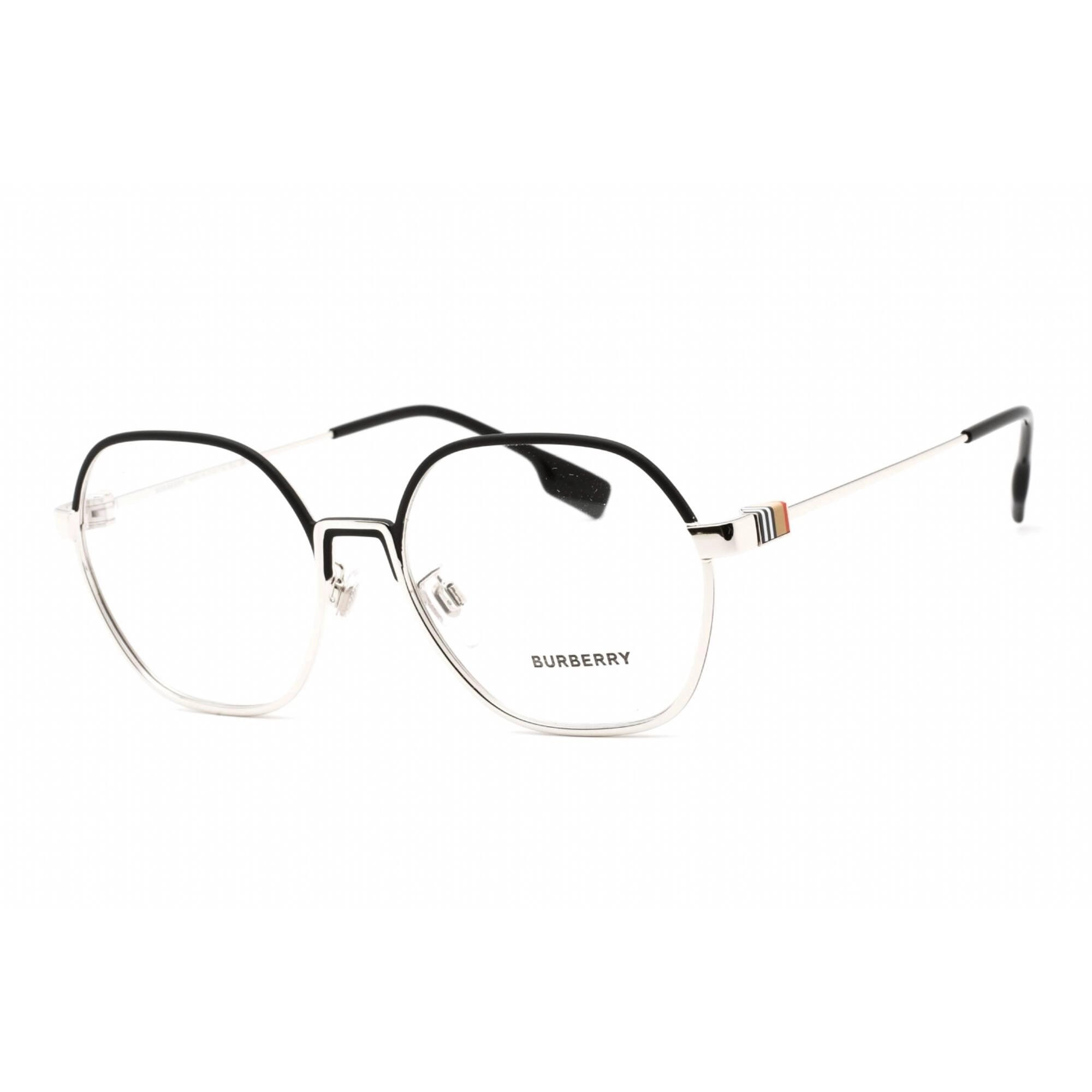 Burberry Men's Eyeglasses - Full Rim Hexagon Black/Silver Metal Frame | 0BE1379D 1005