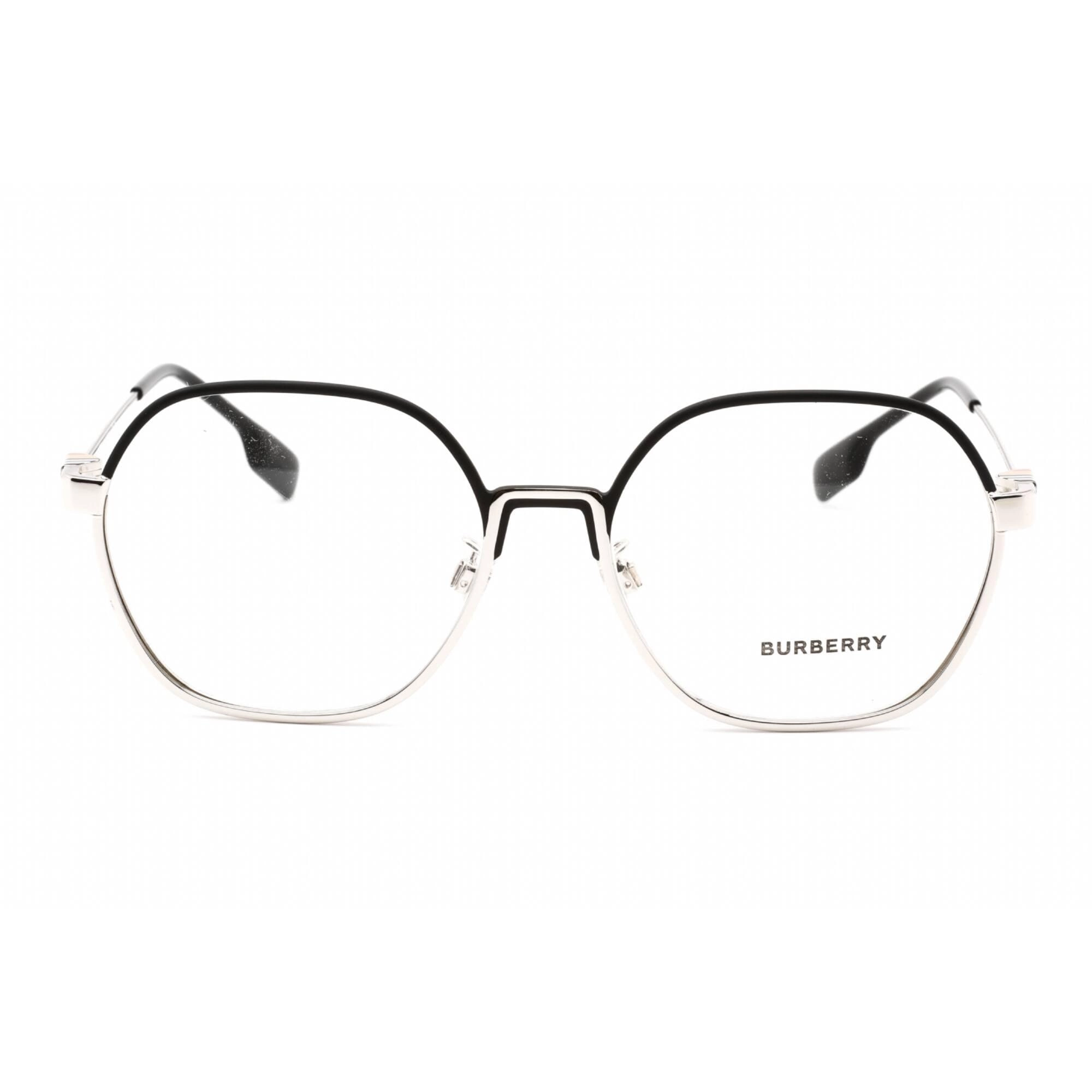 Burberry Men's Eyeglasses - Full Rim Hexagon Black/Silver Metal Frame | 0BE1379D 1005