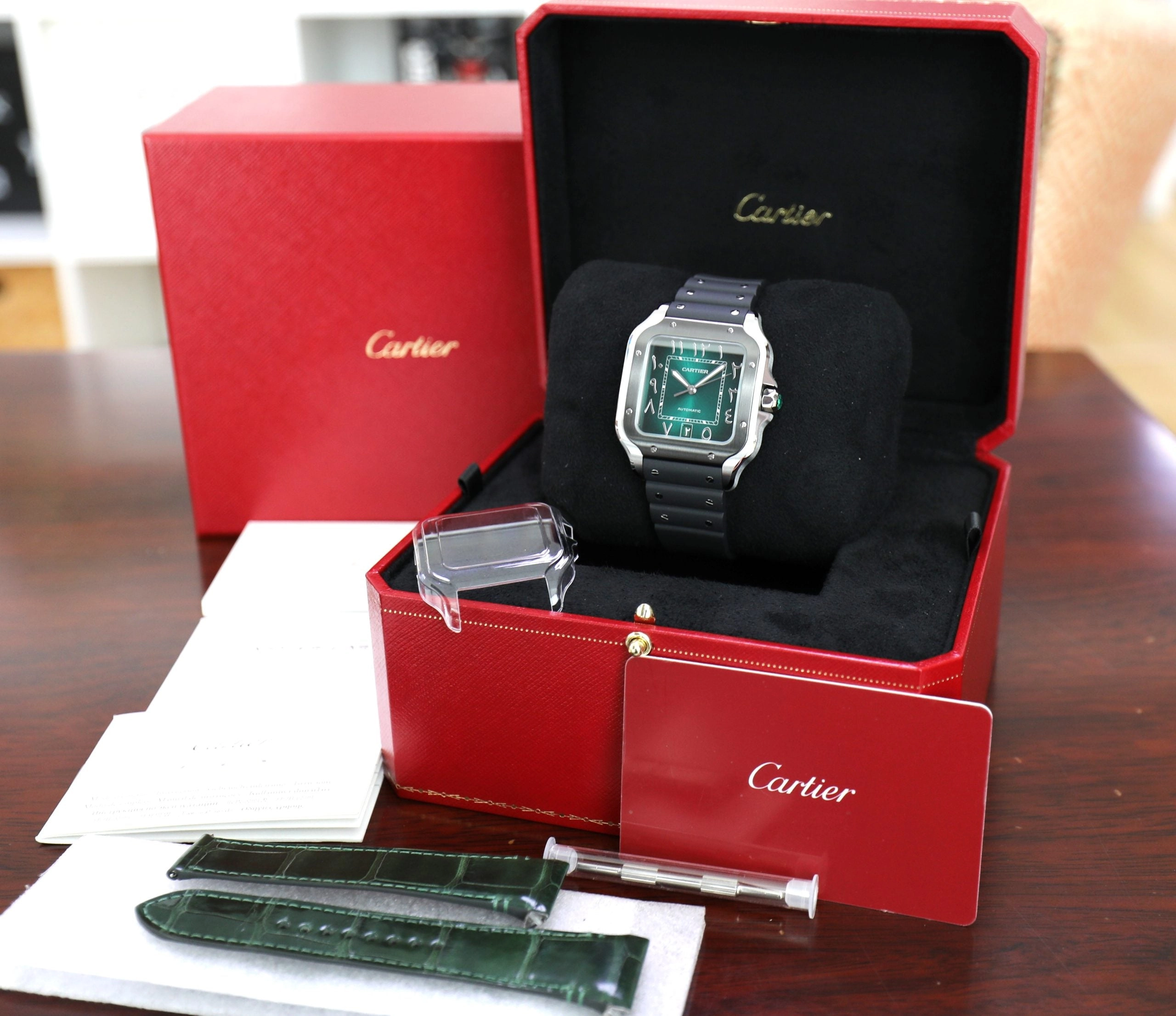Cartier Santos – Middle East Exclusive – One Shot – Arabic Dial Green – Large – New – Full Set