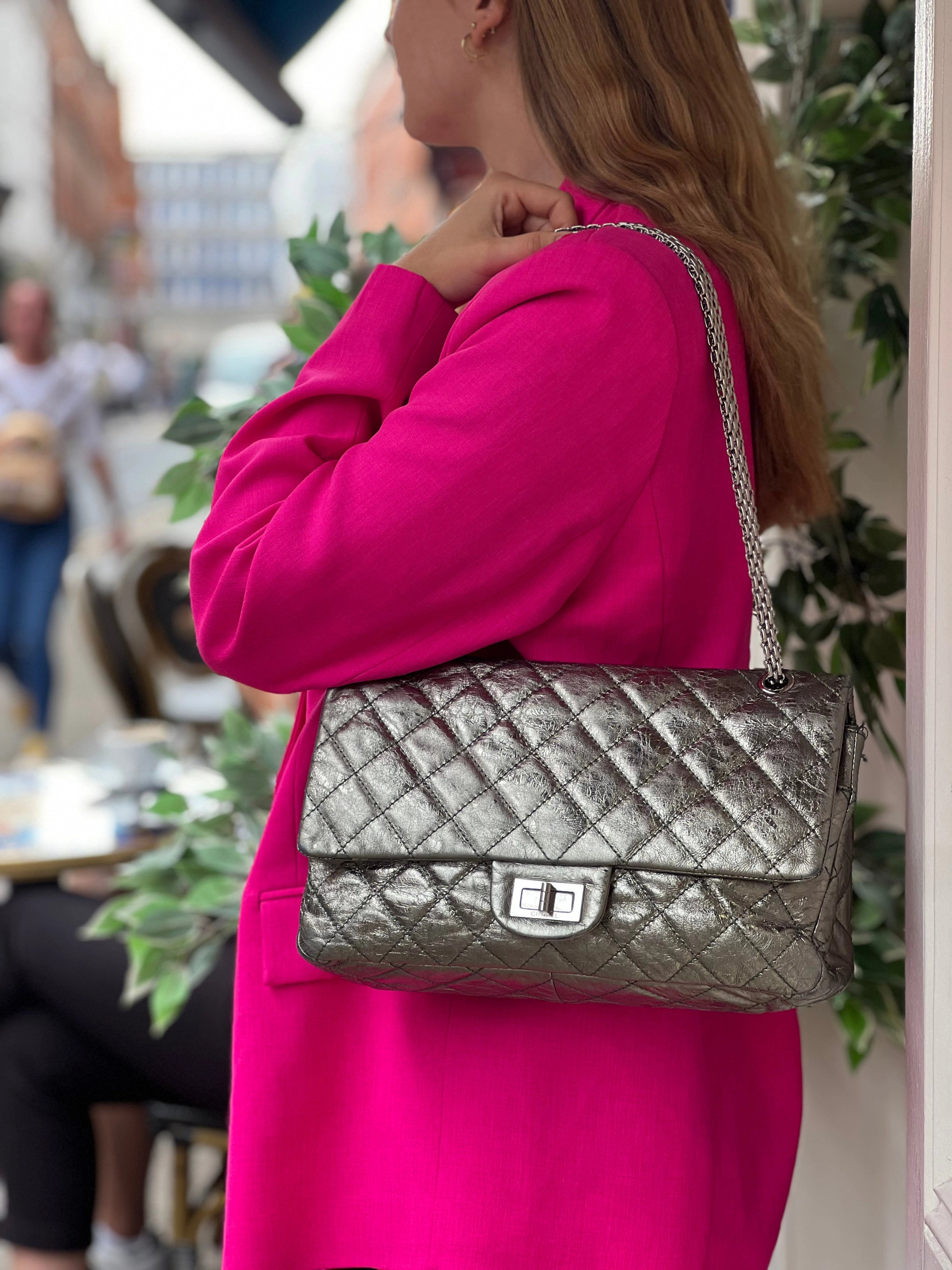 Chanel Large Metallic Green Calfskin Leather 2.55 Reissue Handbag