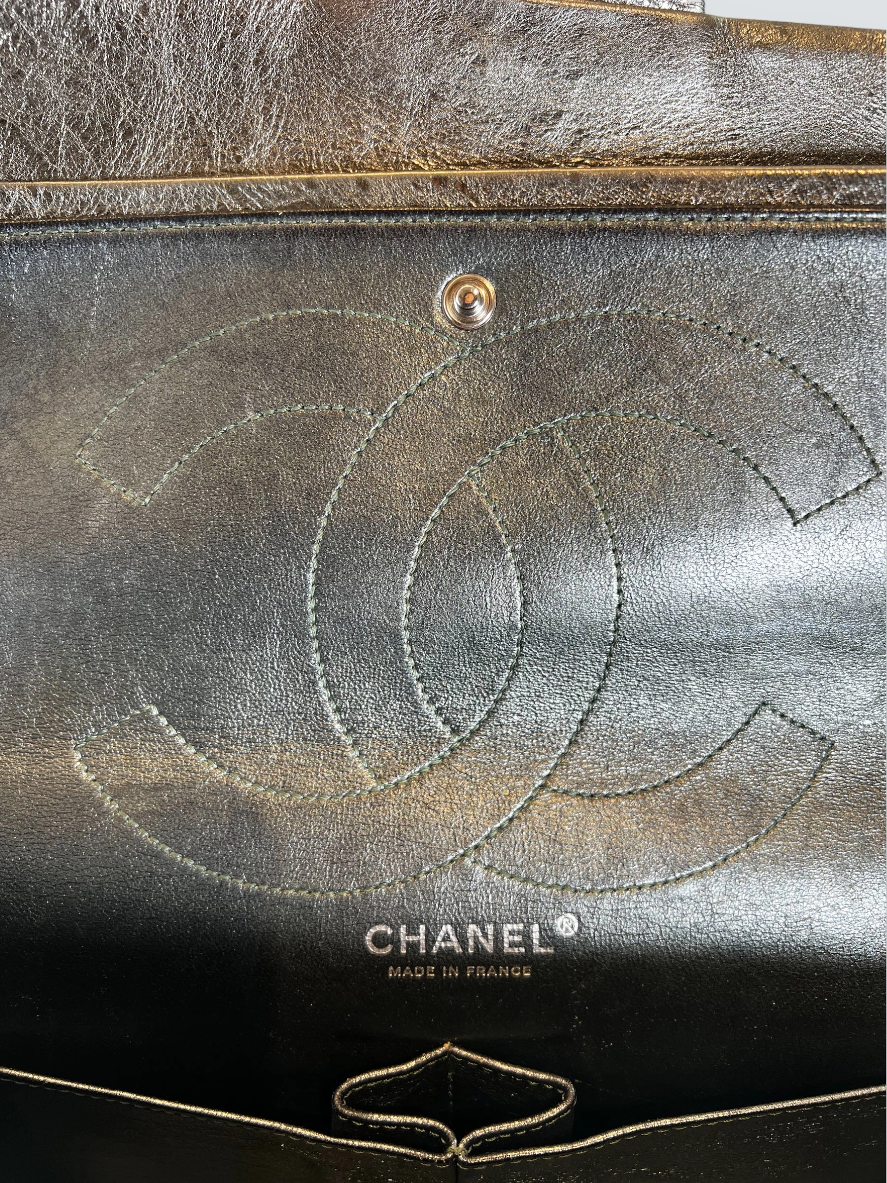 Chanel Large Metallic Green Calfskin Leather 2.55 Reissue Handbag