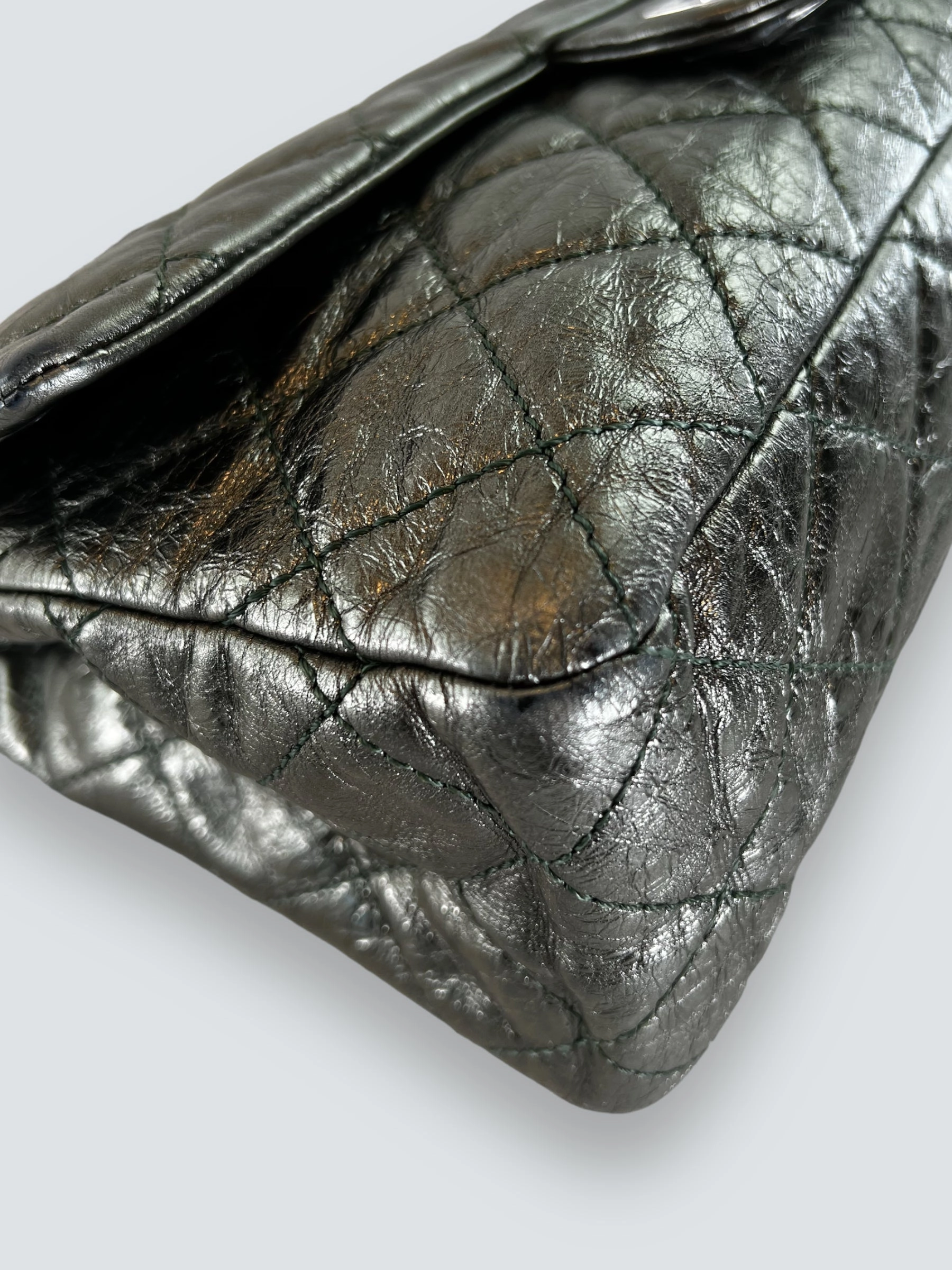 Chanel Large Metallic Green Calfskin Leather 2.55 Reissue Handbag