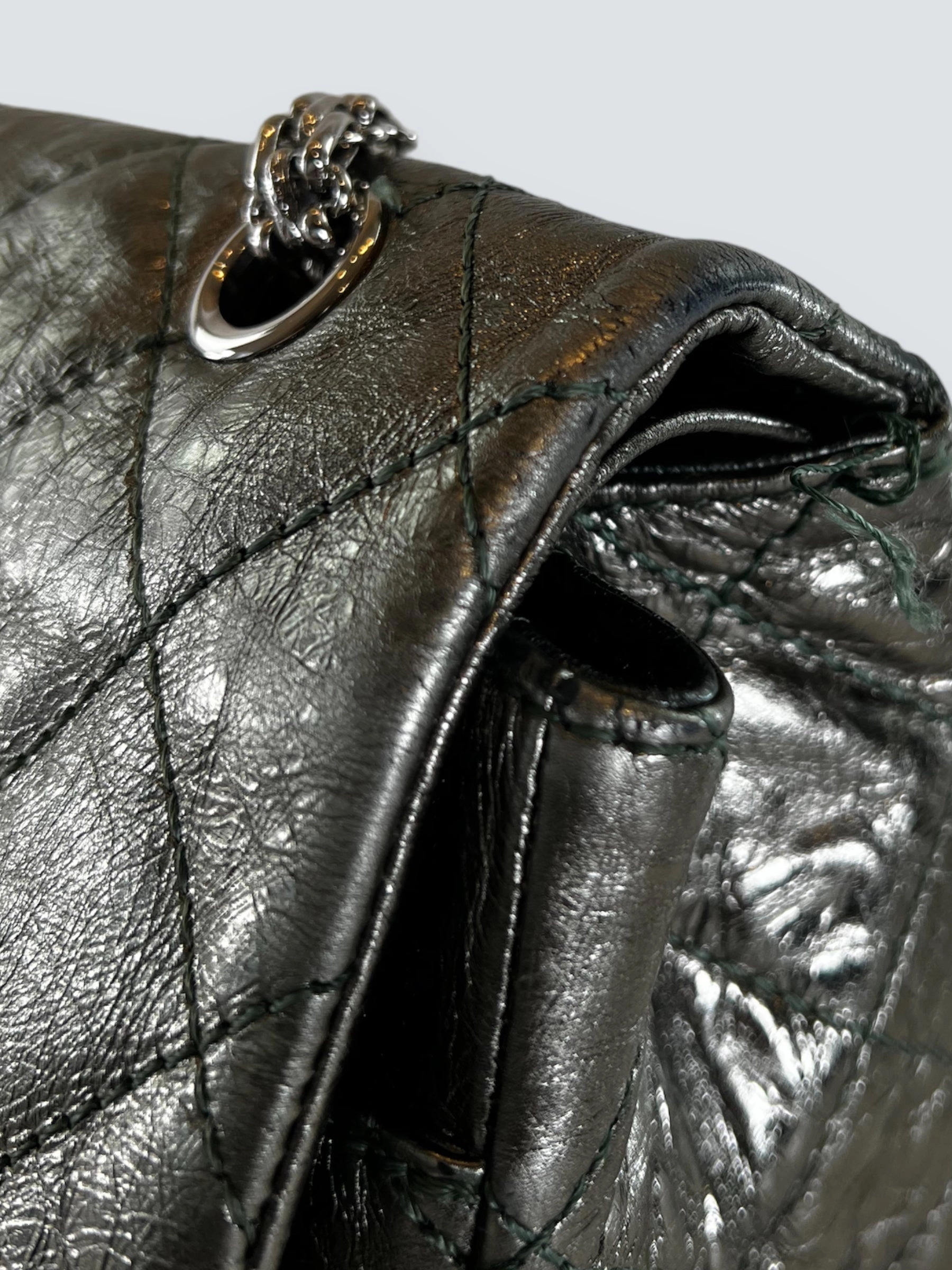 Chanel Large Metallic Green Calfskin Leather 2.55 Reissue Handbag