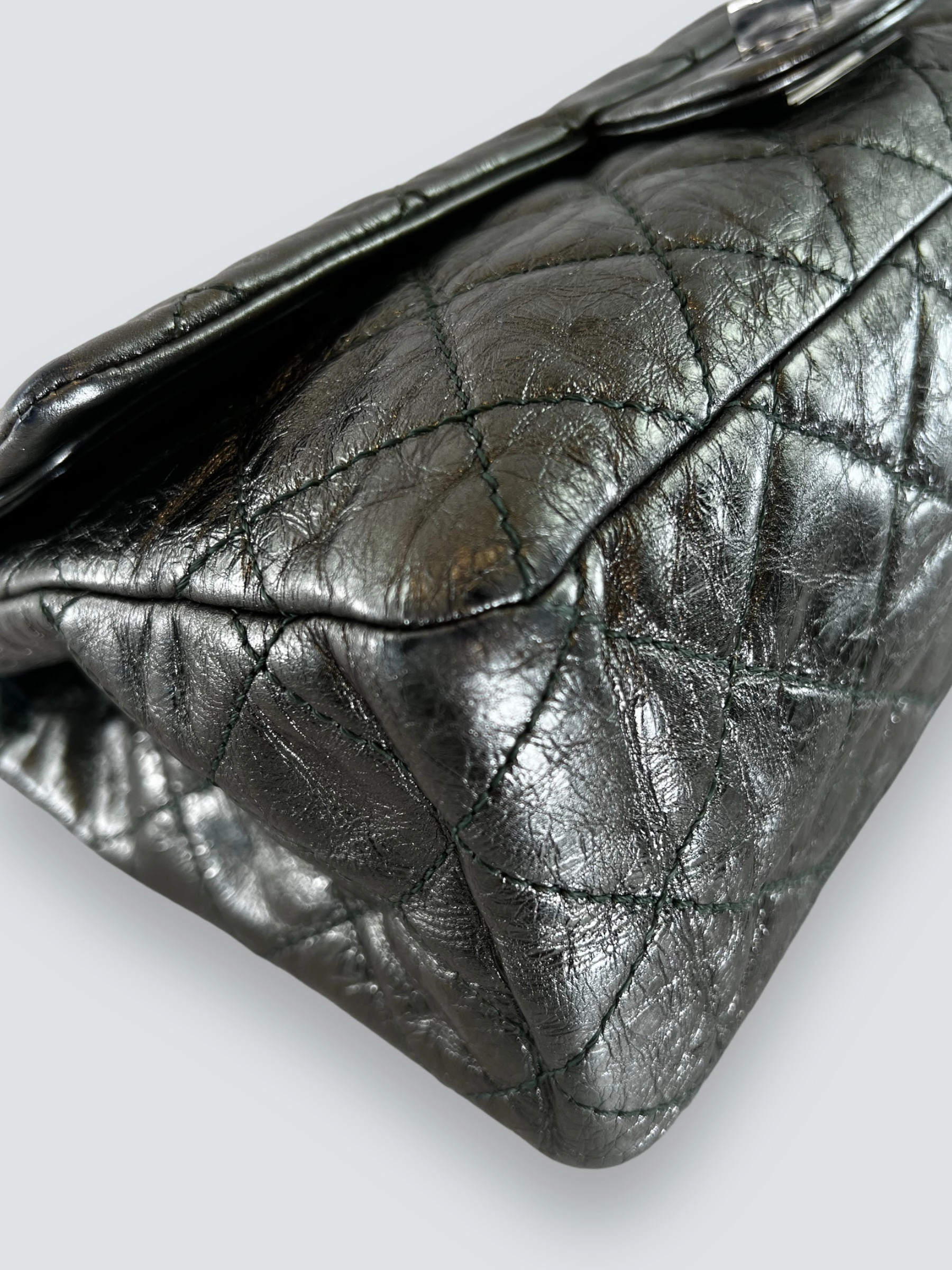 Chanel Large Metallic Green Calfskin Leather 2.55 Reissue Handbag
