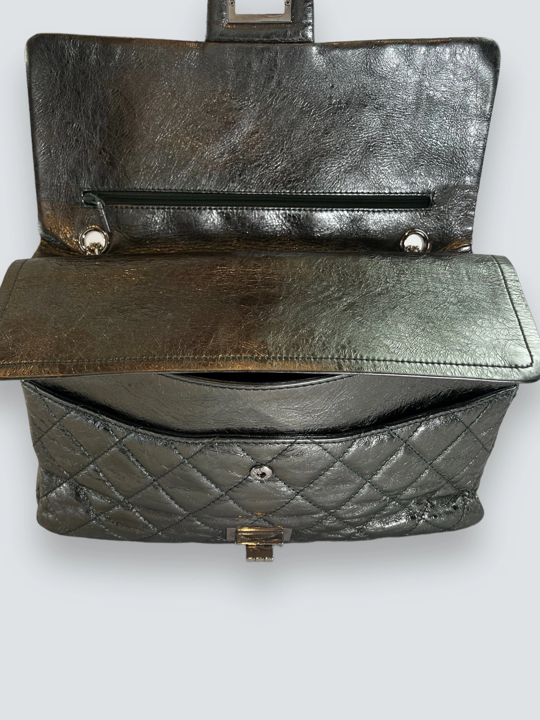 Chanel Large Metallic Green Calfskin Leather 2.55 Reissue Handbag
