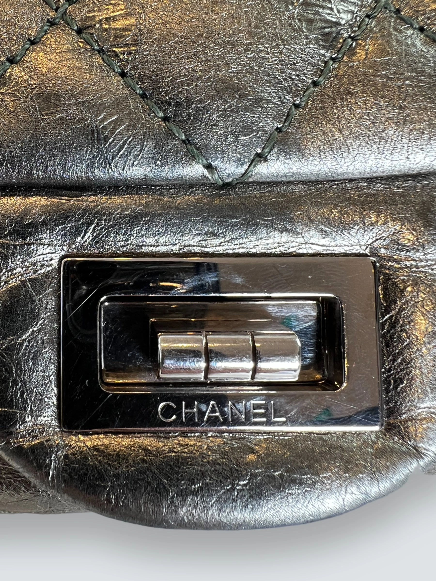Chanel Large Metallic Green Calfskin Leather 2.55 Reissue Handbag