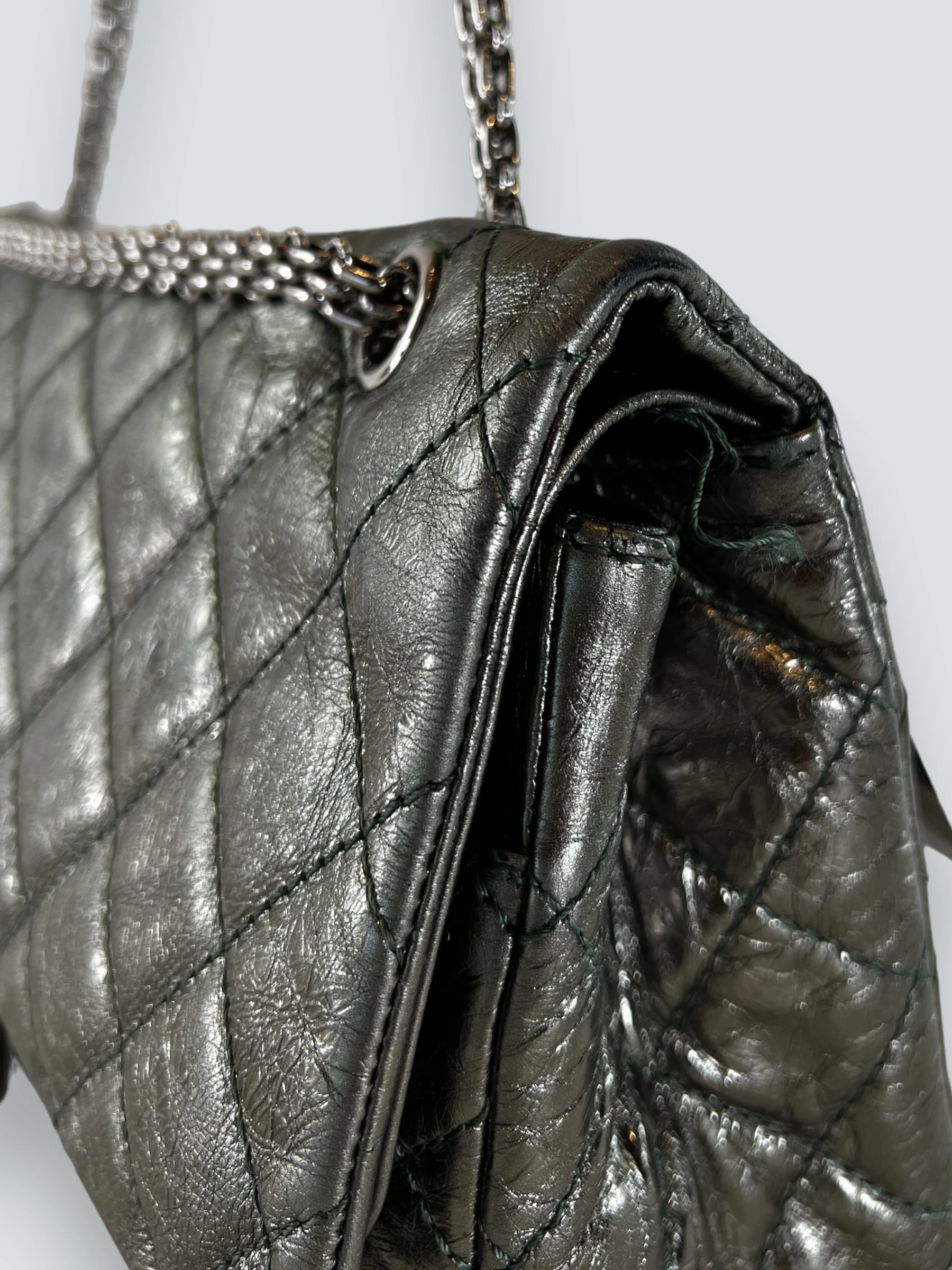 Chanel Large Metallic Green Calfskin Leather 2.55 Reissue Handbag