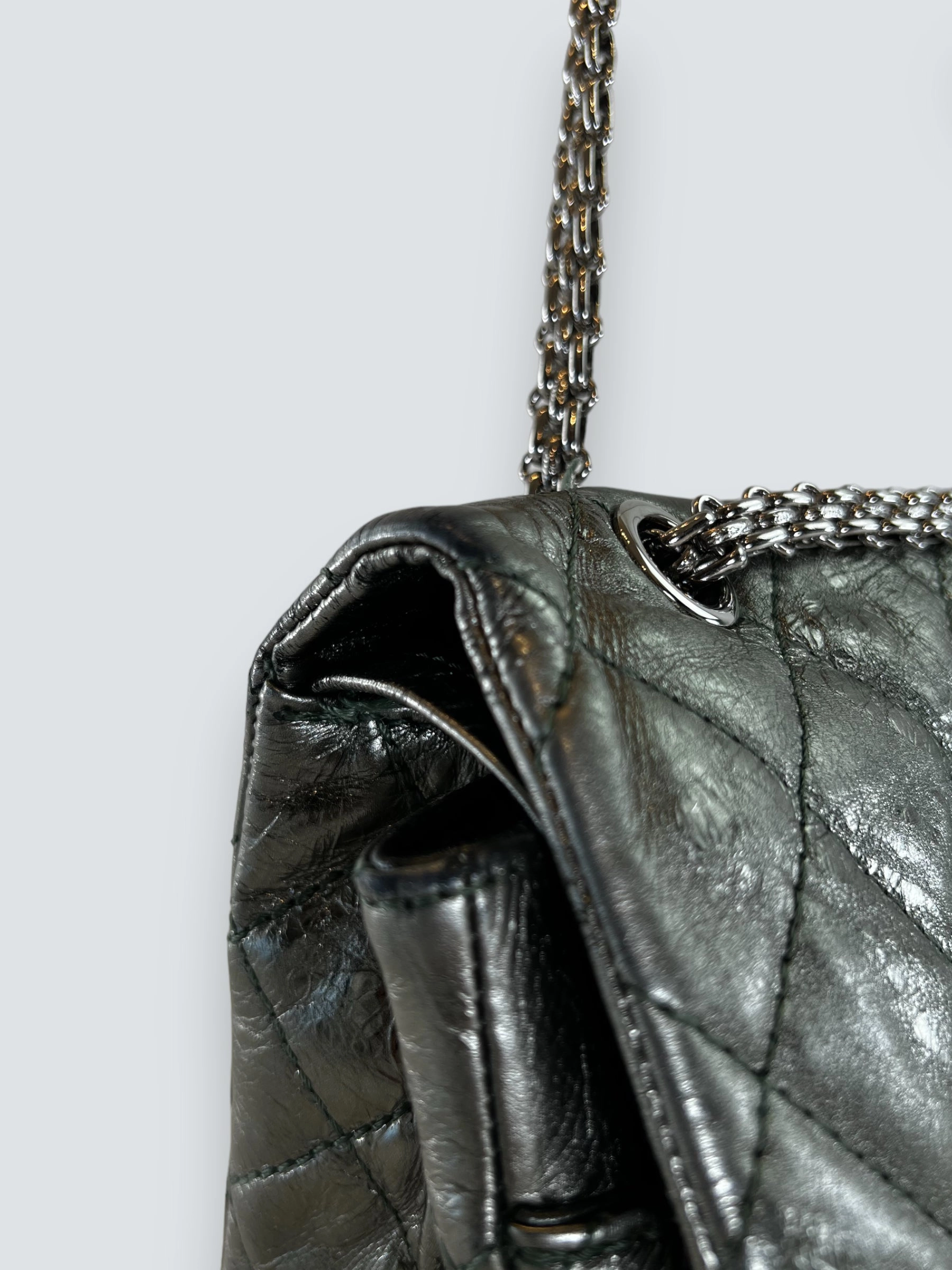 Chanel Large Metallic Green Calfskin Leather 2.55 Reissue Handbag