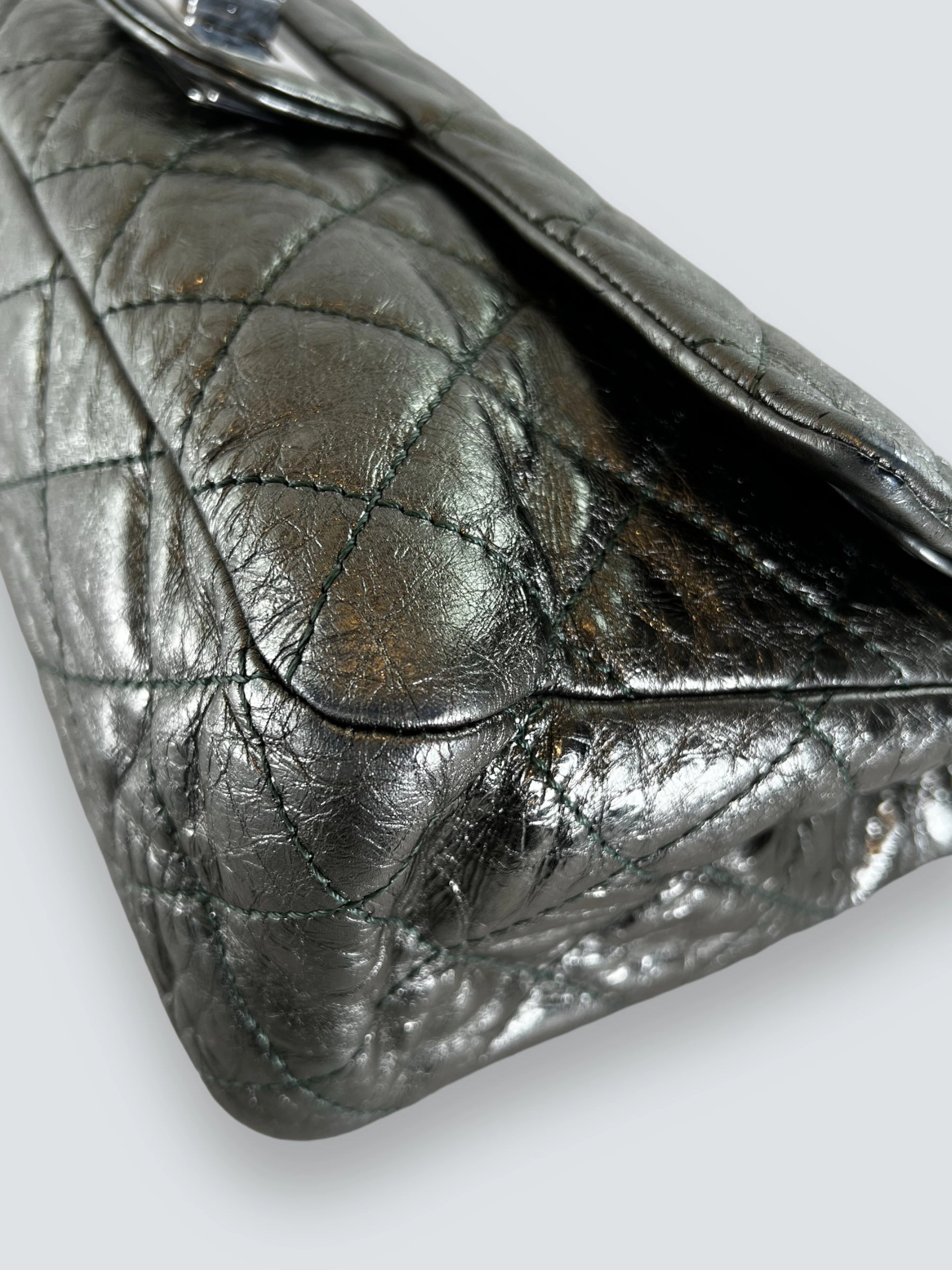 Chanel Large Metallic Green Calfskin Leather 2.55 Reissue Handbag