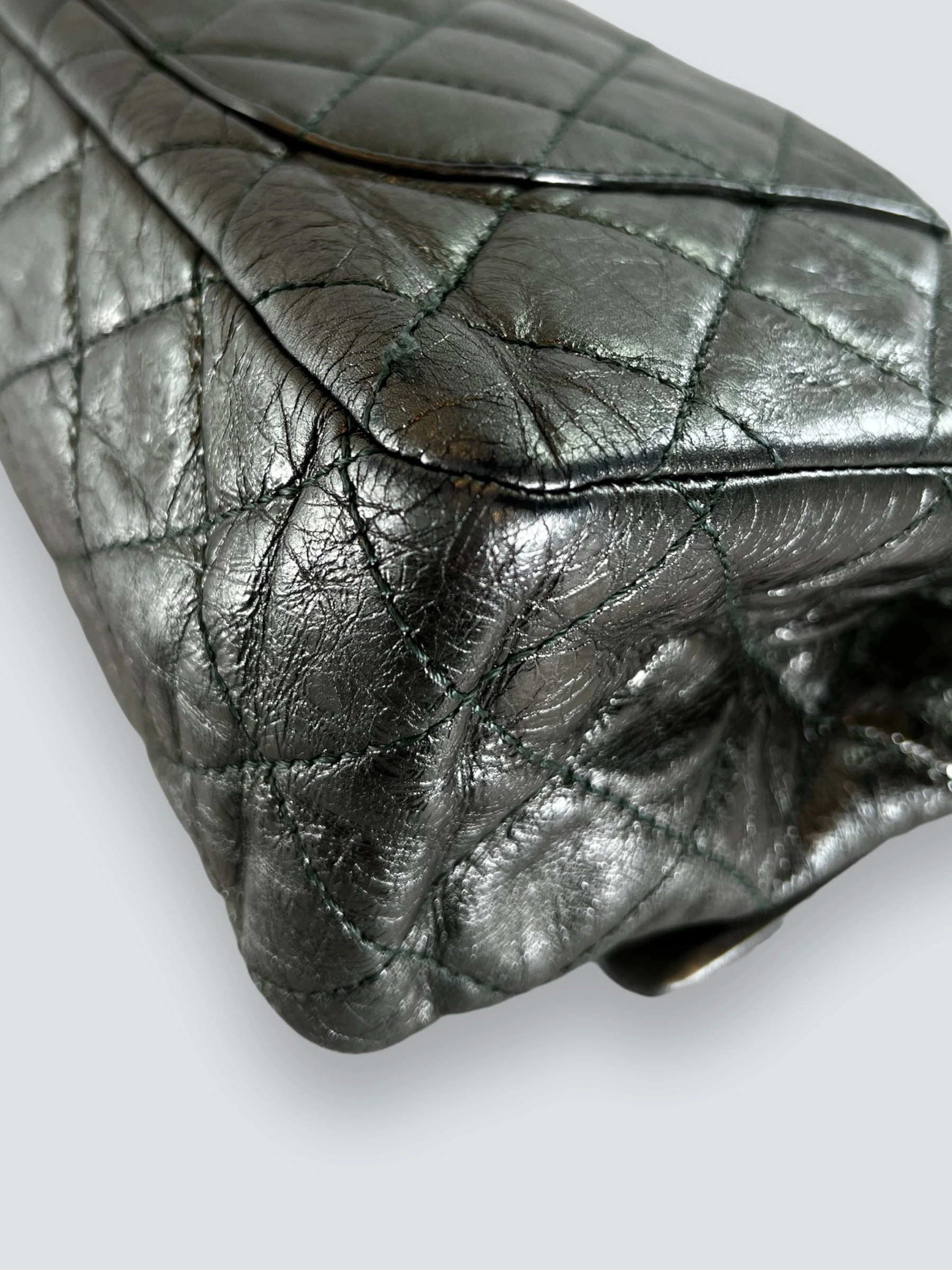 Chanel Large Metallic Green Calfskin Leather 2.55 Reissue Handbag