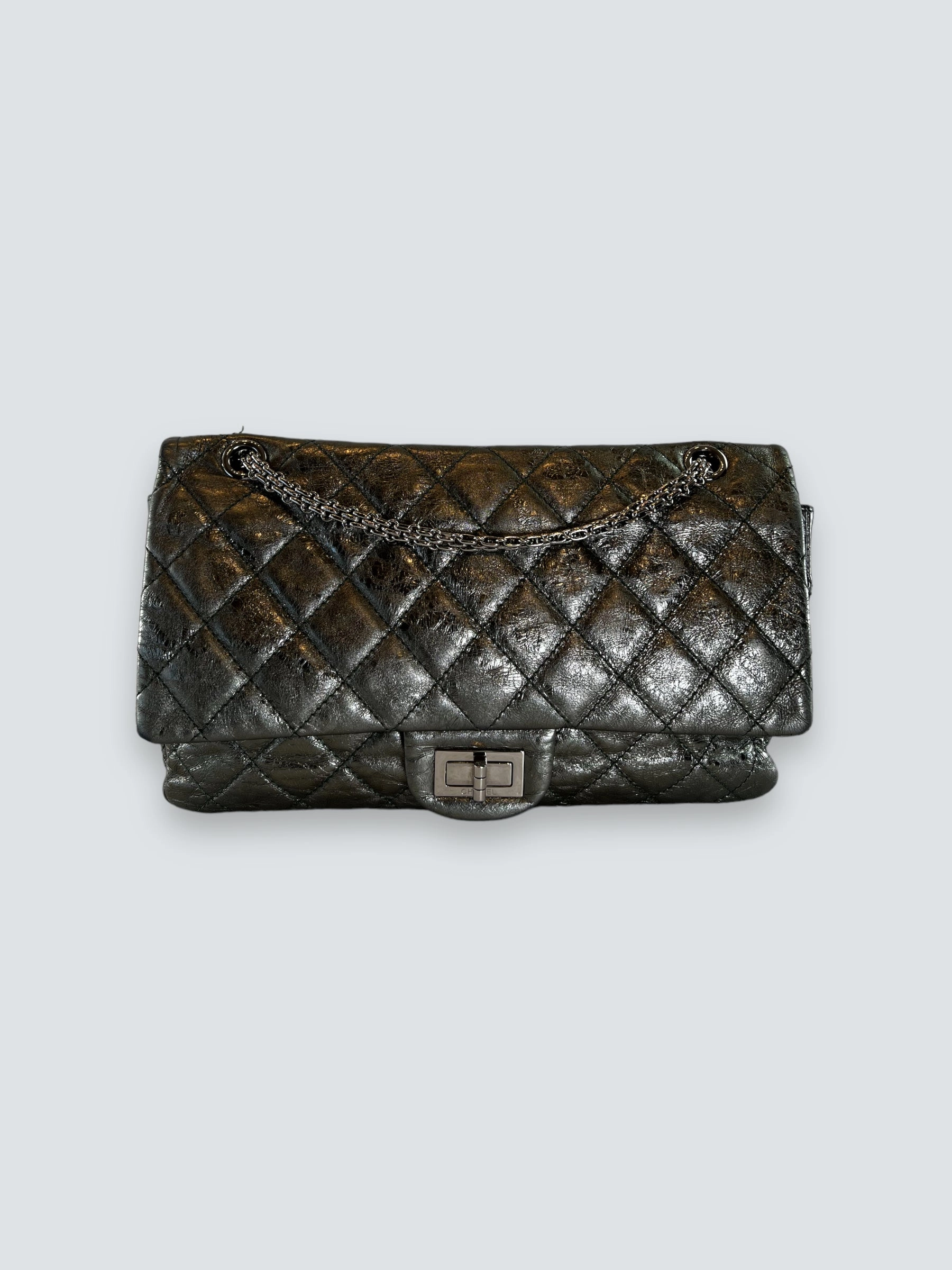 Chanel Large Metallic Green Calfskin Leather 2.55 Reissue Handbag