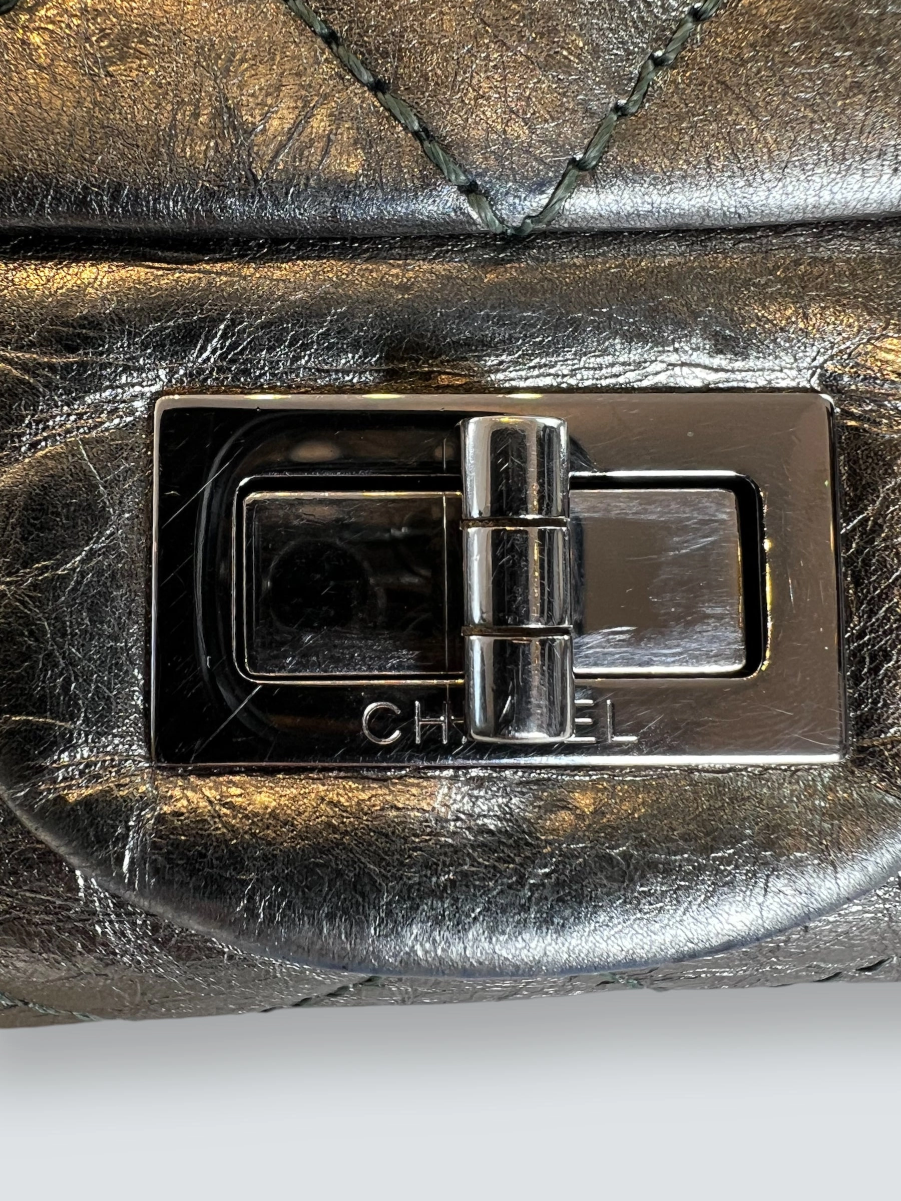 Chanel Large Metallic Green Calfskin Leather 2.55 Reissue Handbag