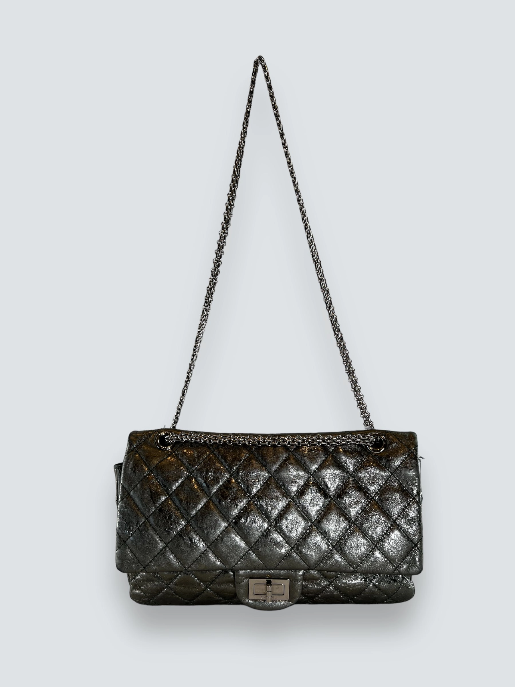 Chanel Large Metallic Green Calfskin Leather 2.55 Reissue Handbag