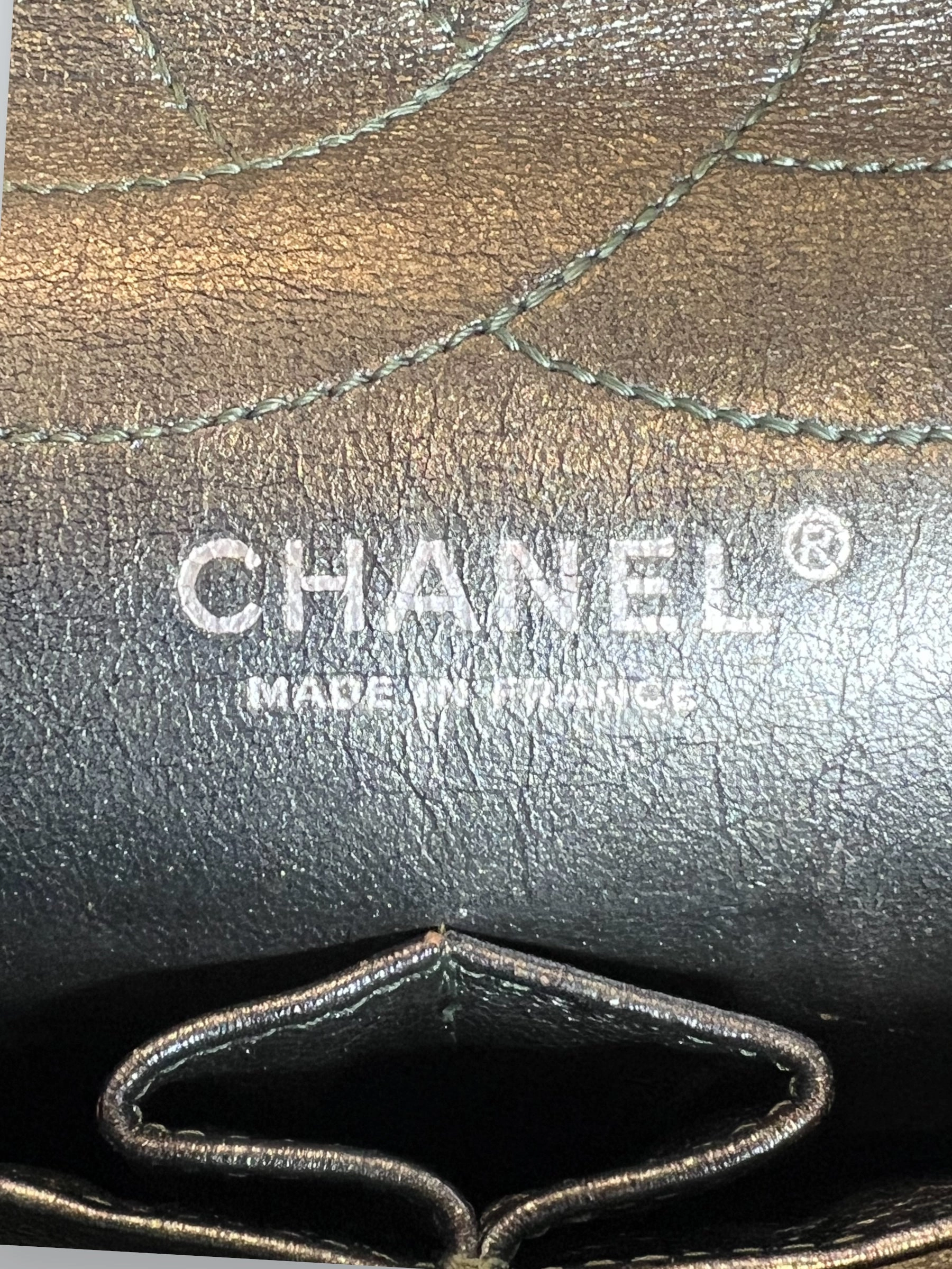 Chanel Large Metallic Green Calfskin Leather 2.55 Reissue Handbag