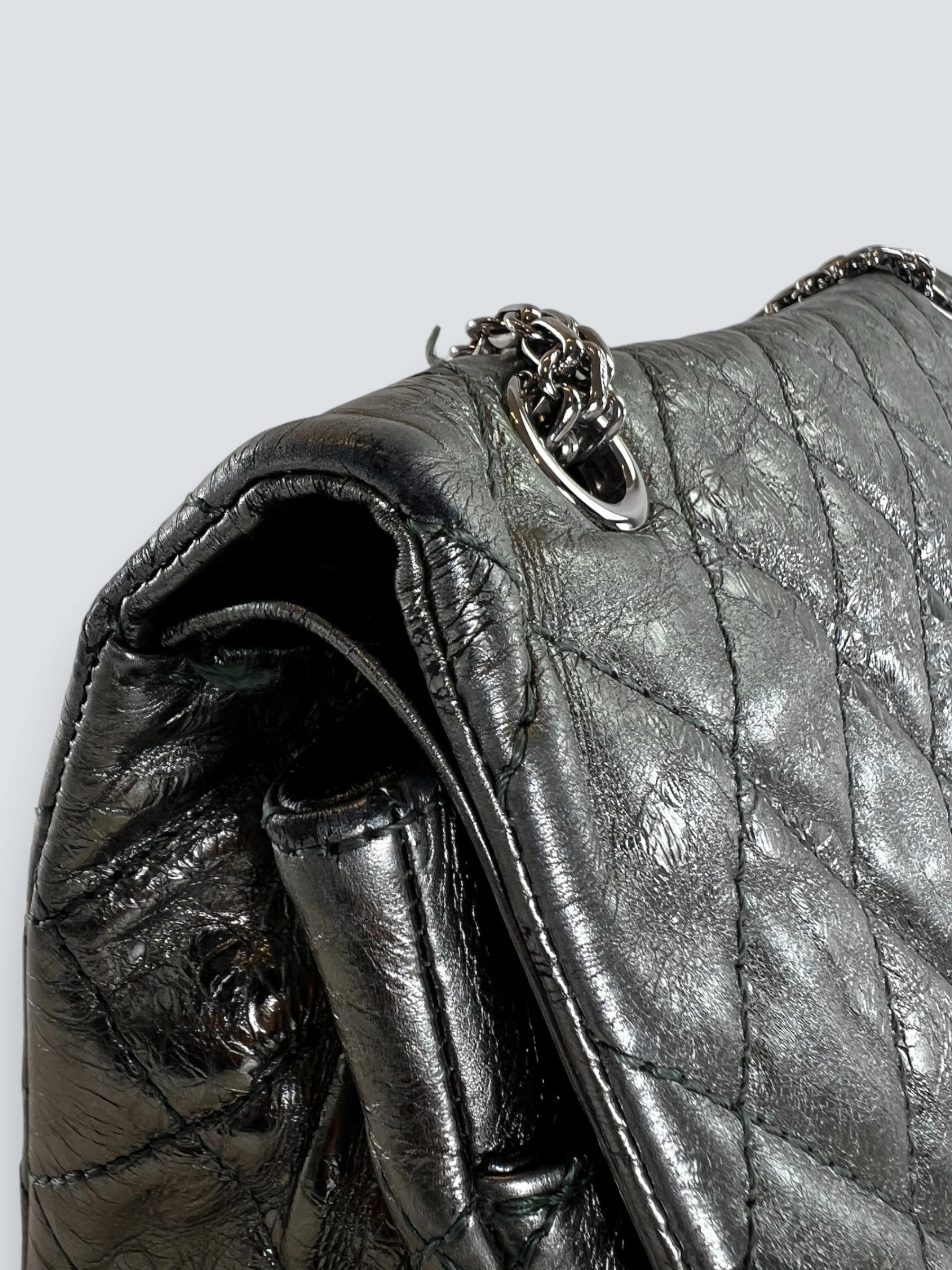 Chanel Large Metallic Green Calfskin Leather 2.55 Reissue Handbag