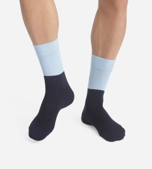 Chaussettes homme en coton effet colorblock Marine et Bleu Dim Mode