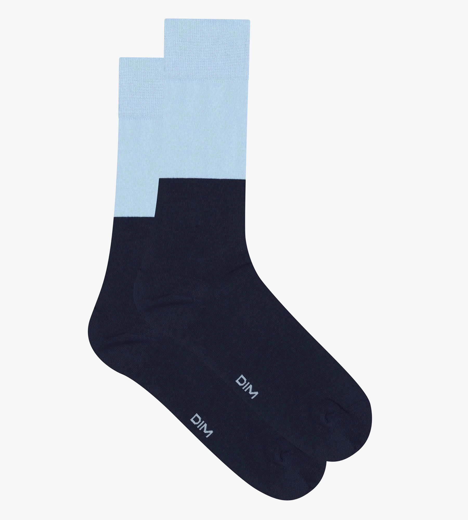 Chaussettes homme en coton effet colorblock Marine et Bleu Dim Mode