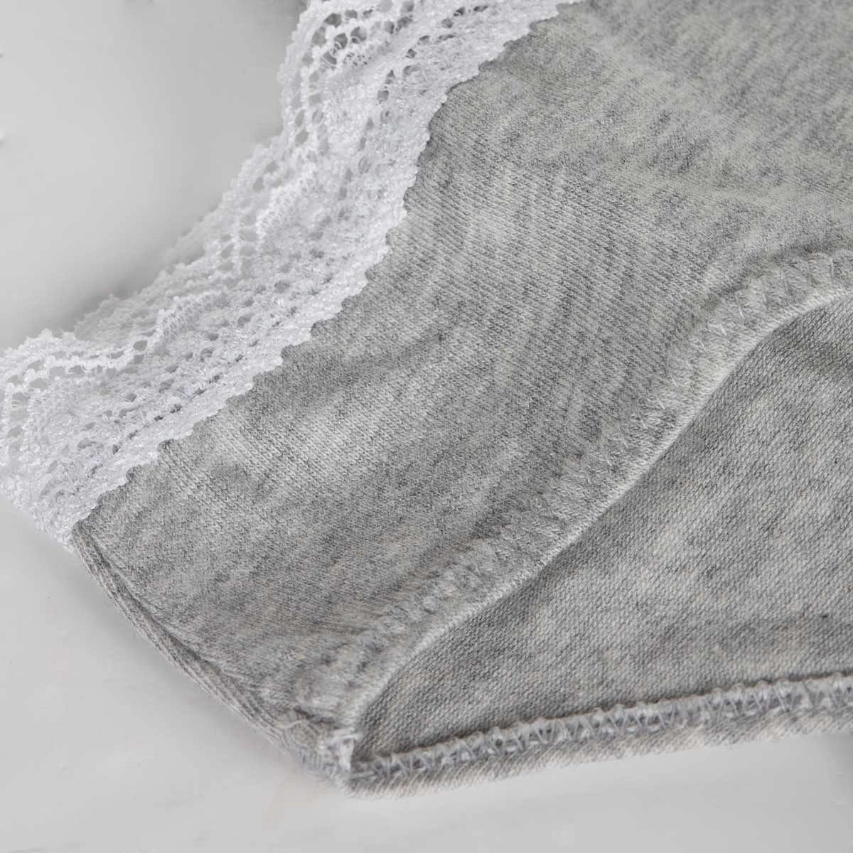 Culotte fille coton stretch à ceinture dentelle Gris Chiné Dim trendy