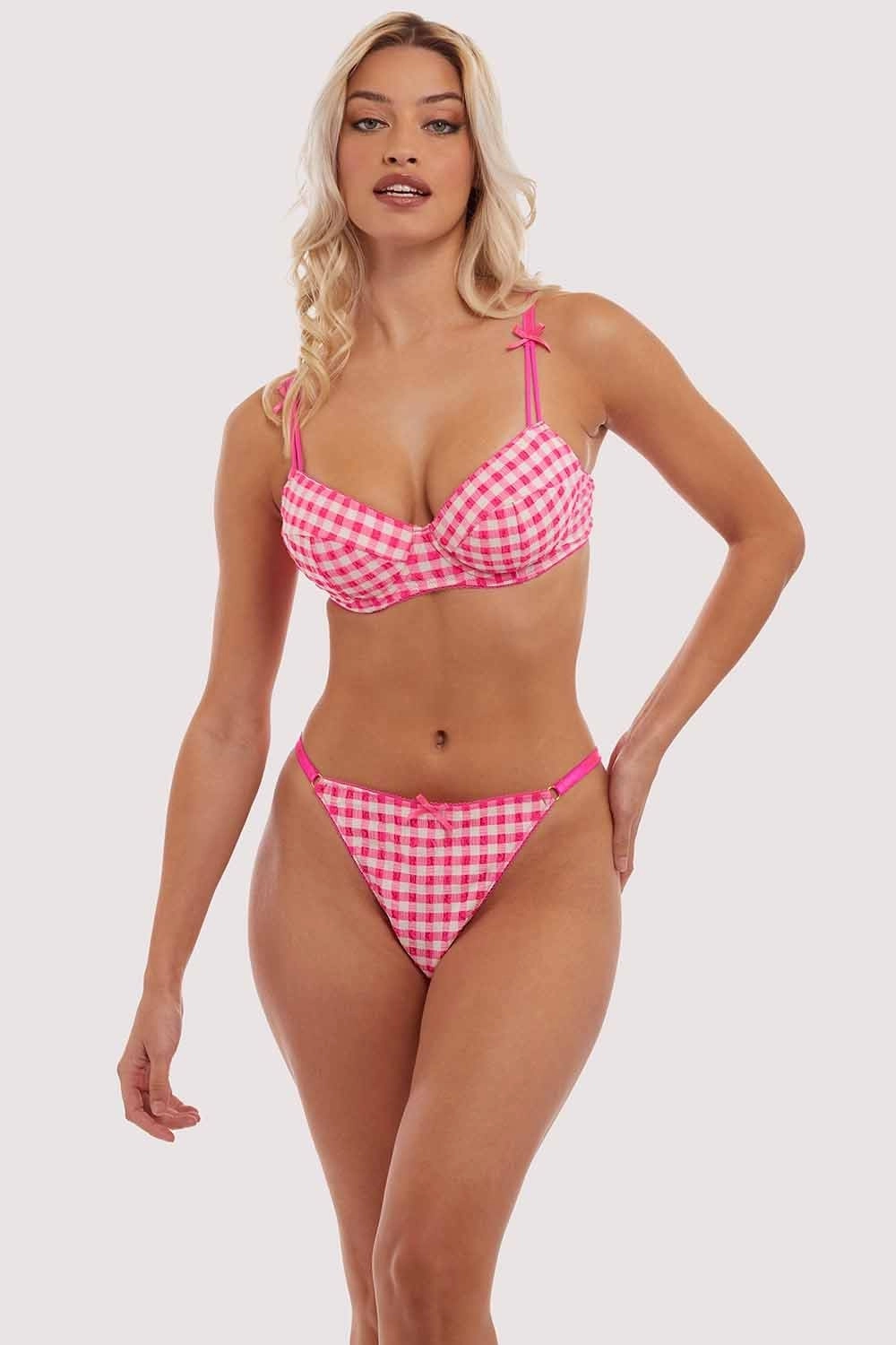 Daisy Pink Gingham Balcony Bra