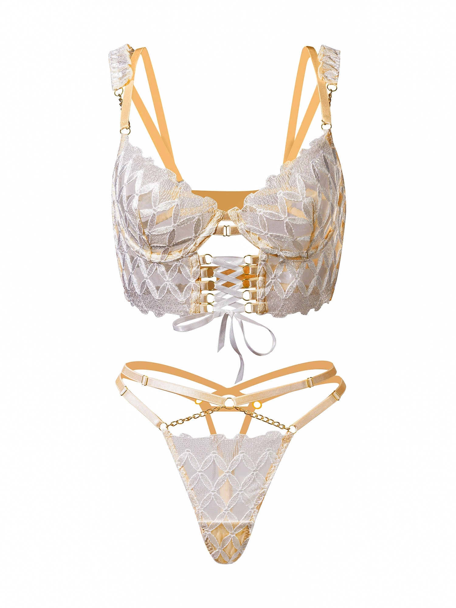 Delicate White Embroidery Lingerie Set