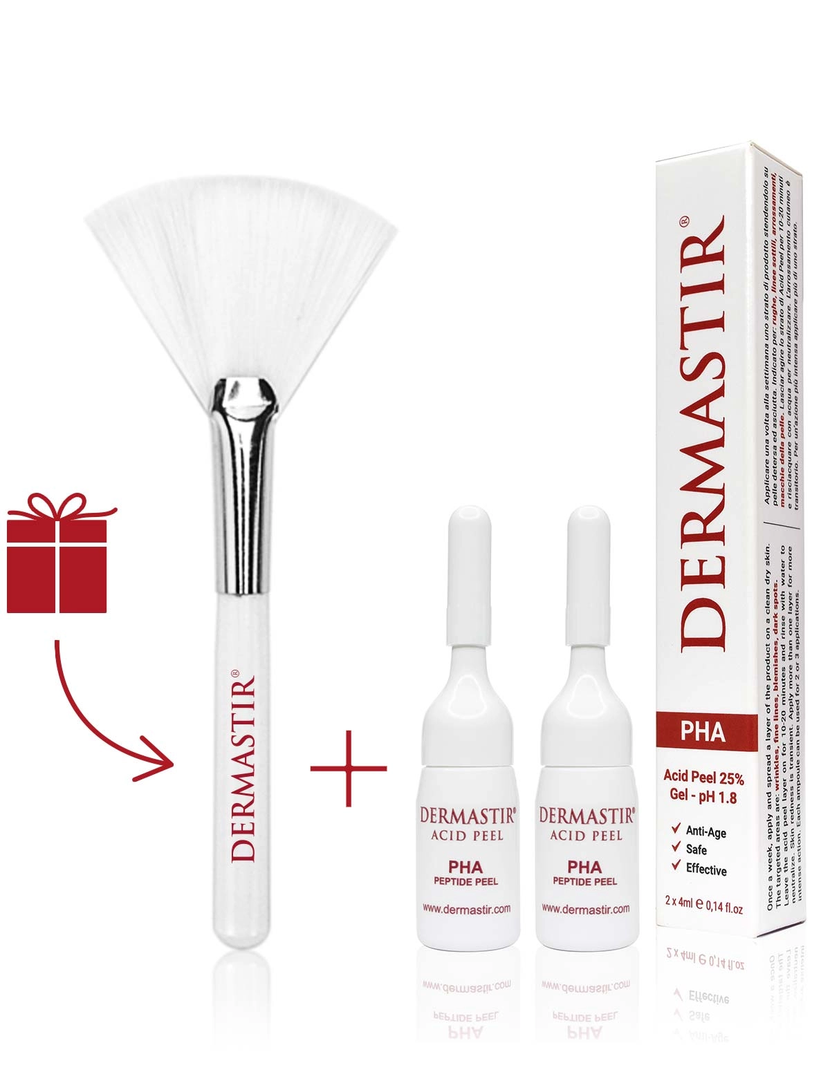 Dermastir PHA Acid Peel 25% Gel   FREE Fan Brush