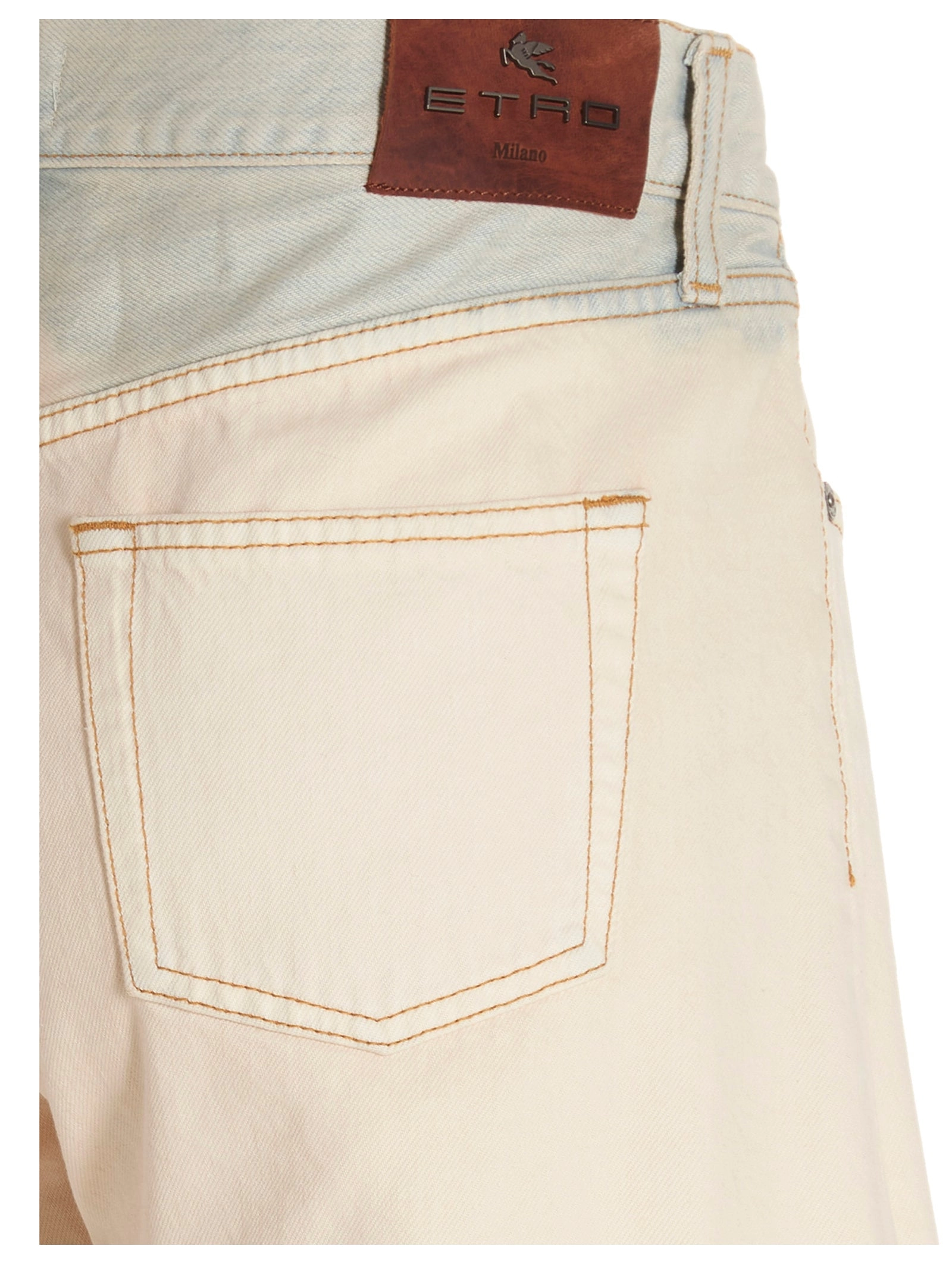 Etro Faded Effect Logo Patch Denim Shorts