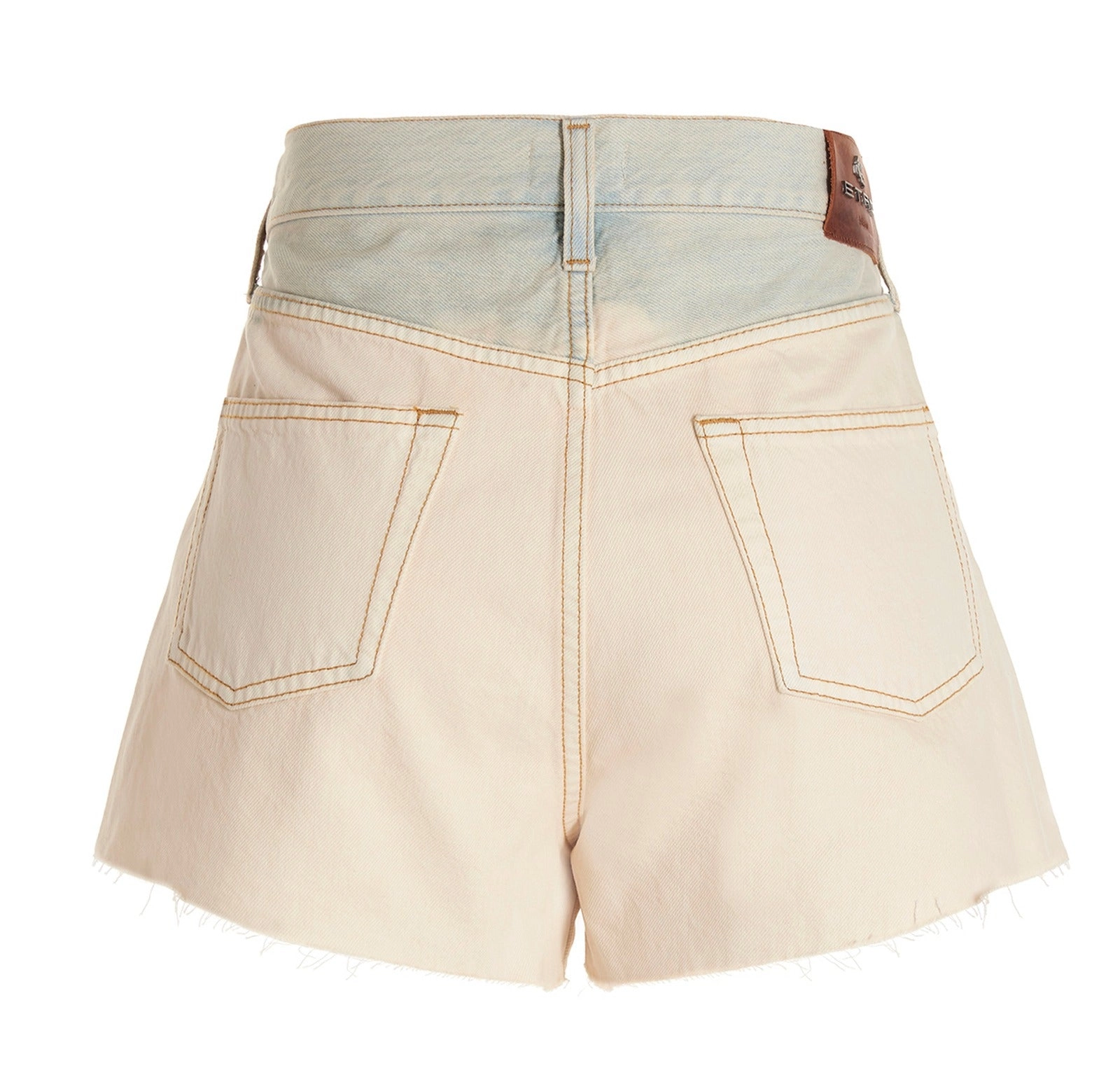 Etro Faded Effect Logo Patch Denim Shorts