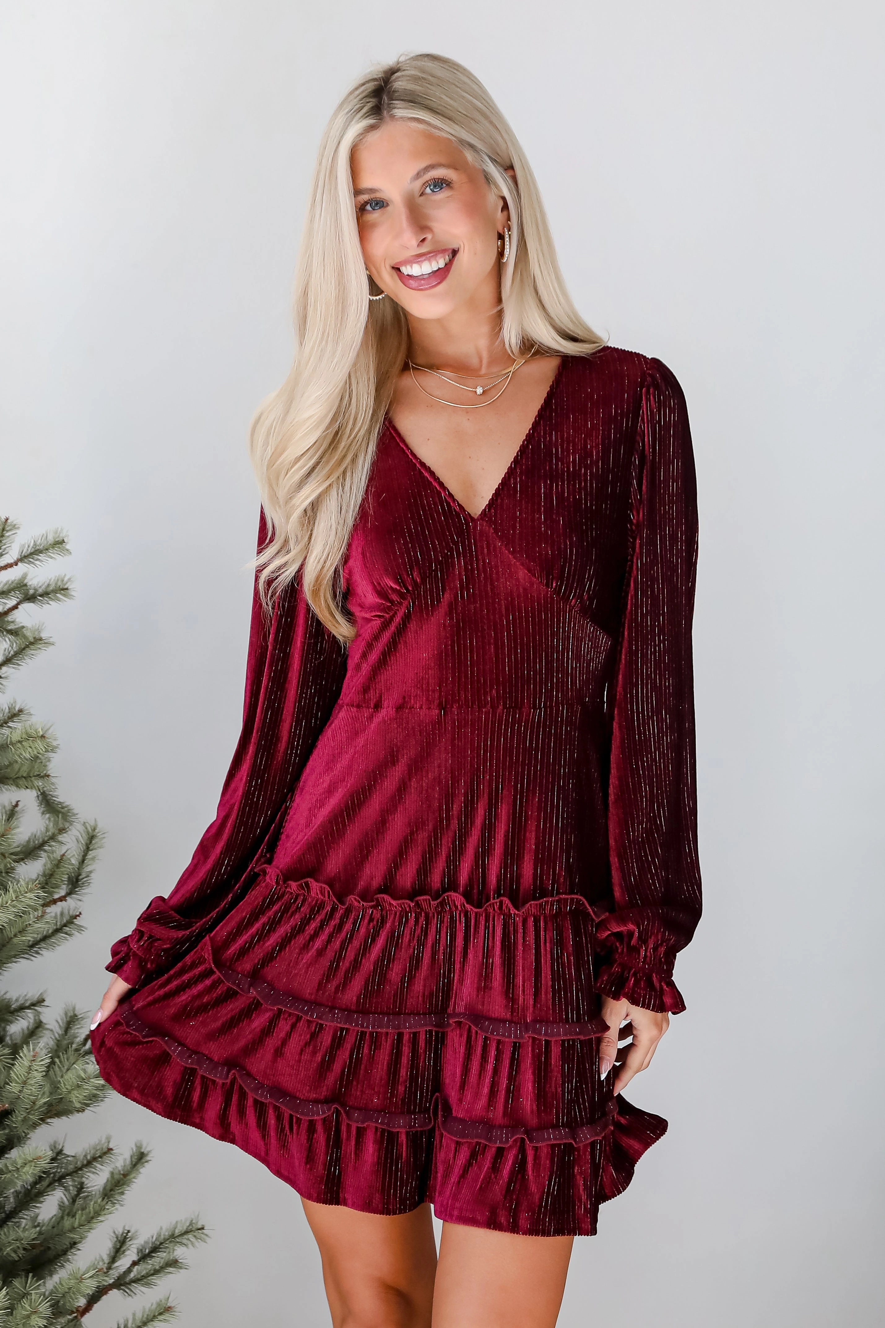 FINAL SALE - Heartful Romance Wine Velvet Mini Dress - DOORBUSTER