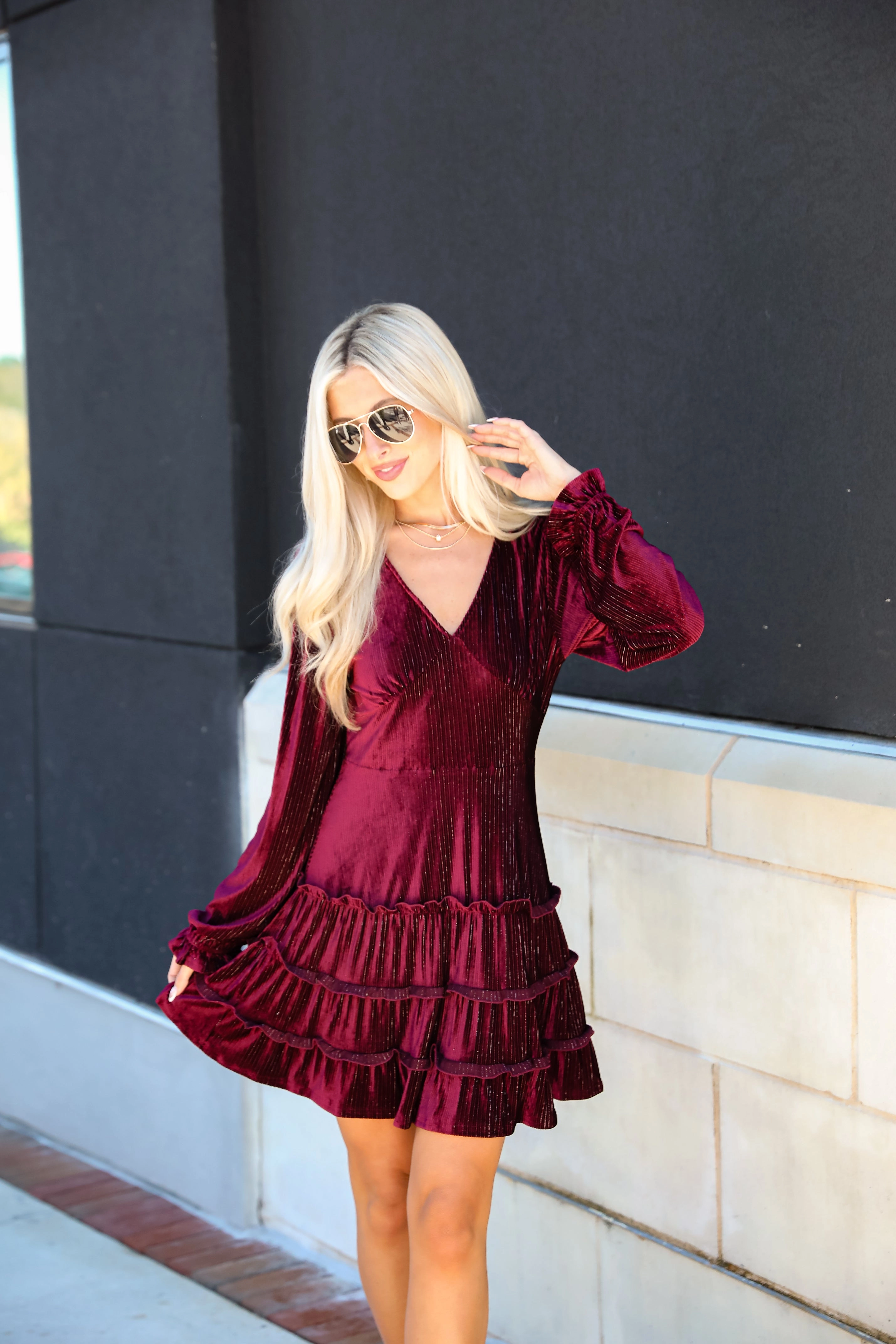 FINAL SALE - Heartful Romance Wine Velvet Mini Dress - DOORBUSTER