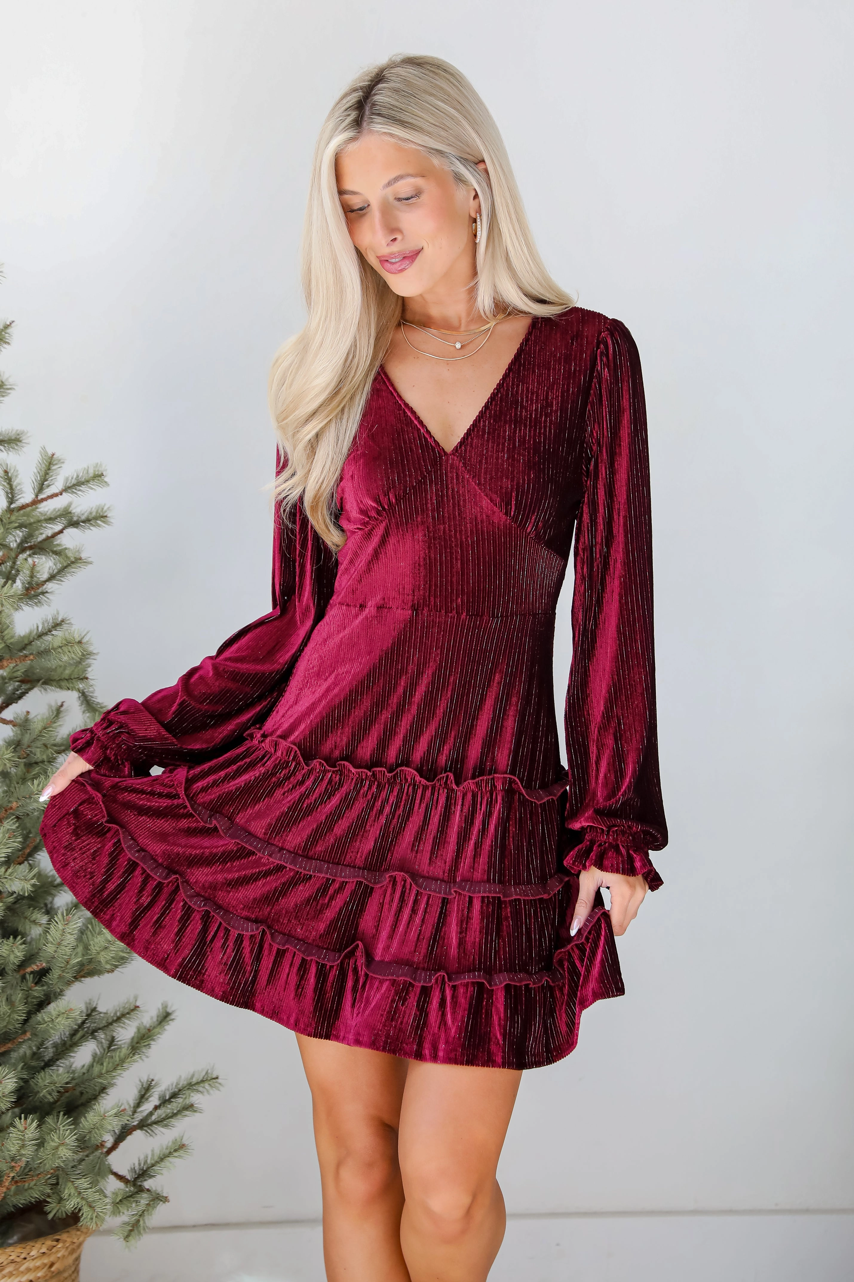 FINAL SALE - Heartful Romance Wine Velvet Mini Dress - DOORBUSTER