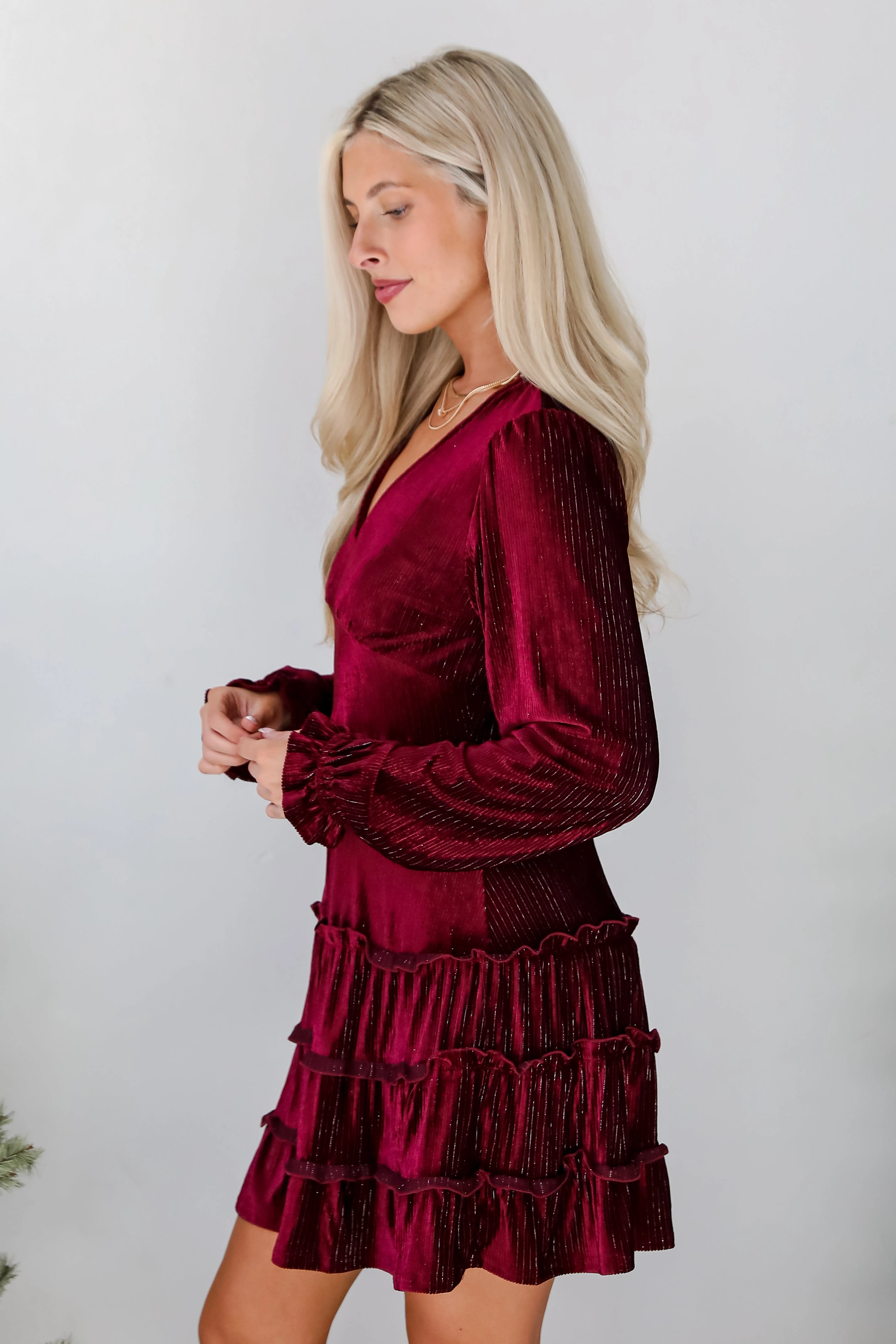 FINAL SALE - Heartful Romance Wine Velvet Mini Dress - DOORBUSTER