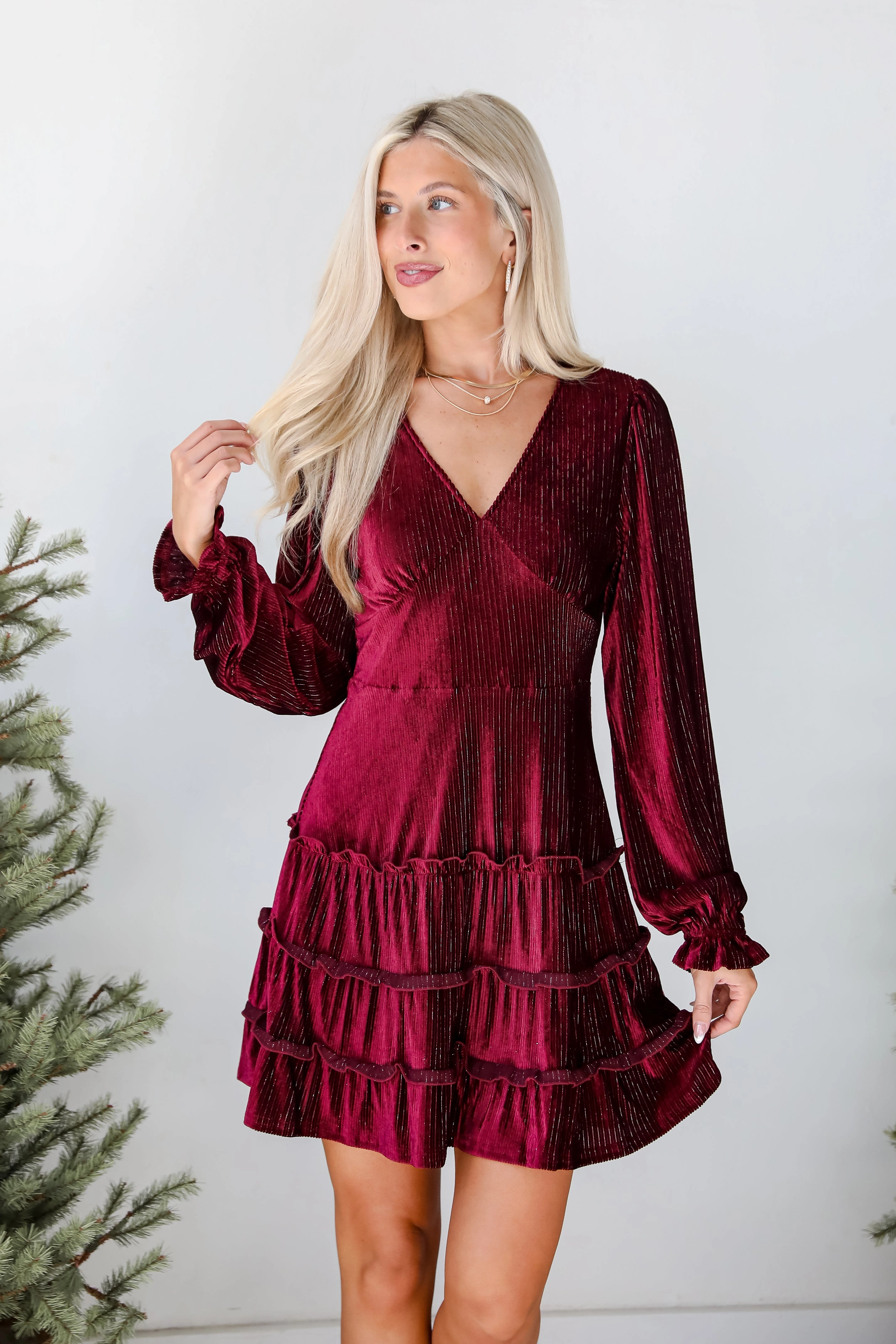 FINAL SALE - Heartful Romance Wine Velvet Mini Dress - DOORBUSTER