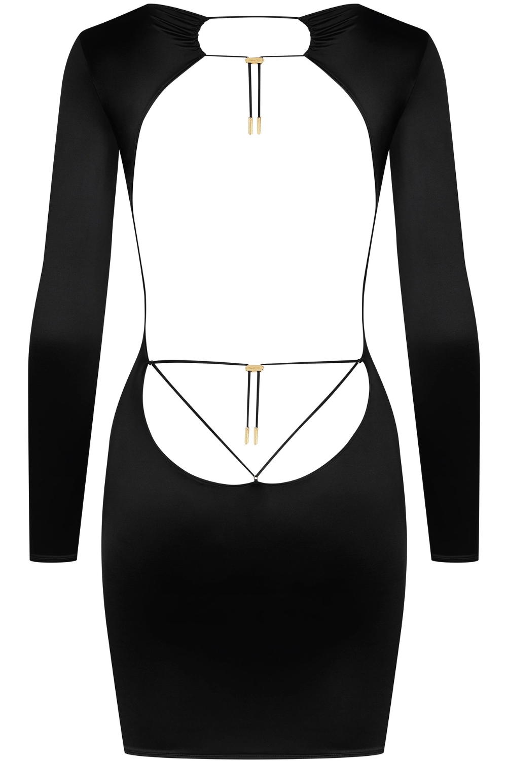 French Kiss Long Sleeve Short Dress Black