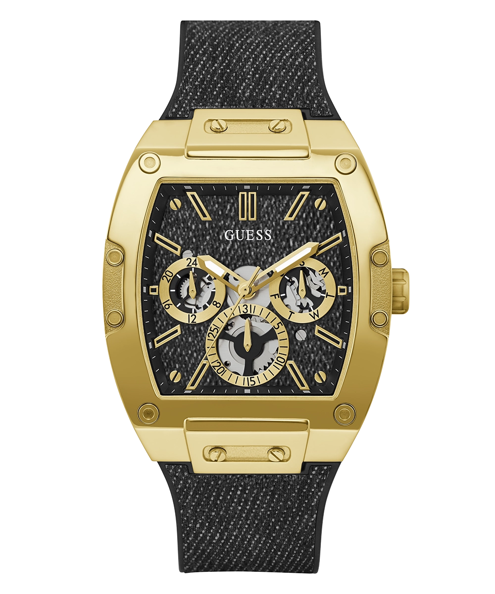 Guess Mens Black Gold Tone Multi-function Watch
