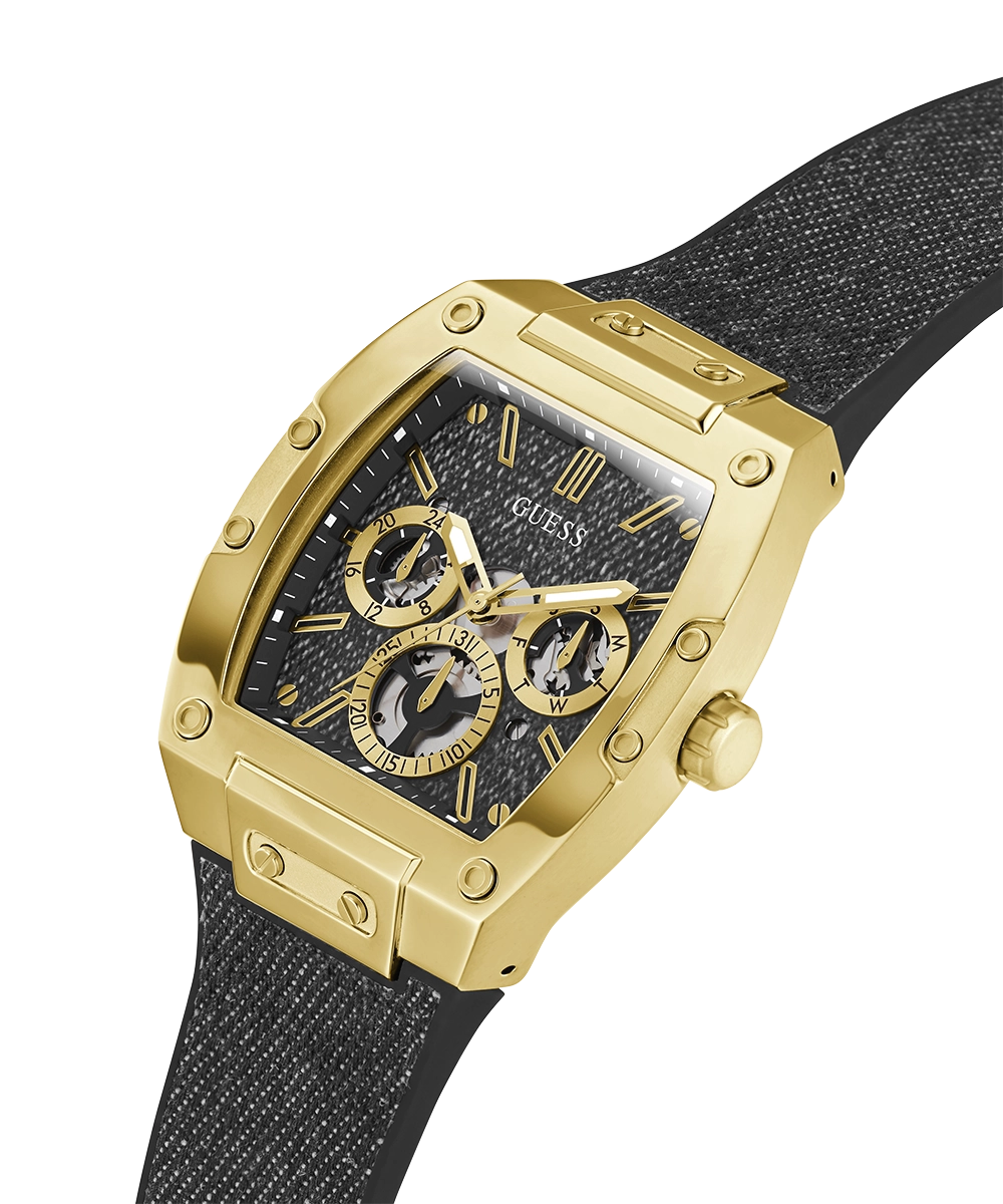 Guess Mens Black Gold Tone Multi-function Watch
