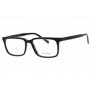 Guess Men's Eyeglasses - Shiny Black Acetate Rectangular Full Rim Frame | GU50068 001