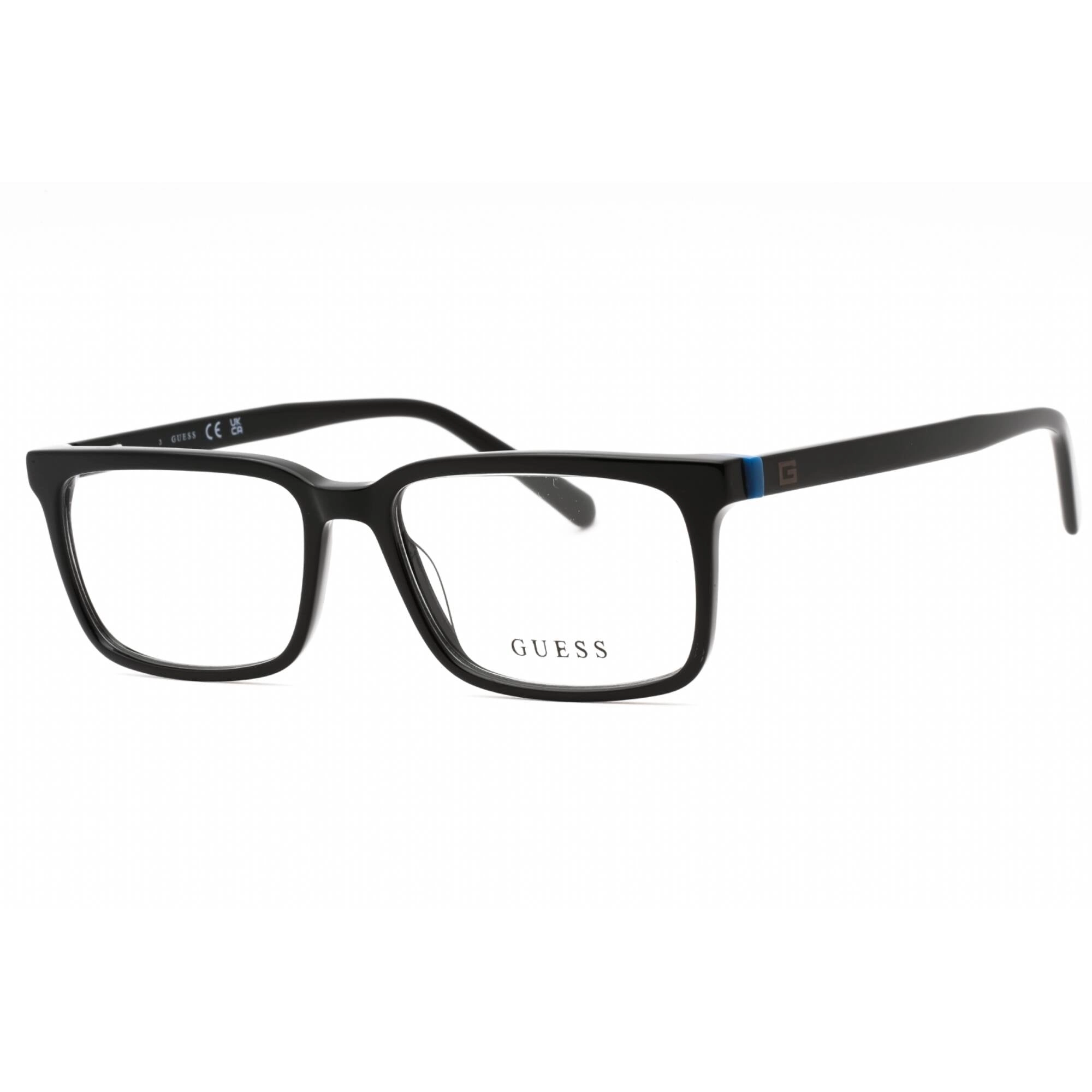 Guess Men's Eyeglasses - Shiny Black Acetate Rectangular Full Rim Frame | GU50068 001