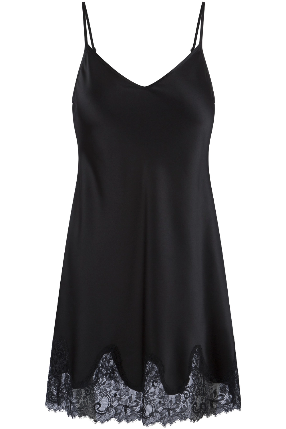 Lace Trimmed Satin Chemise