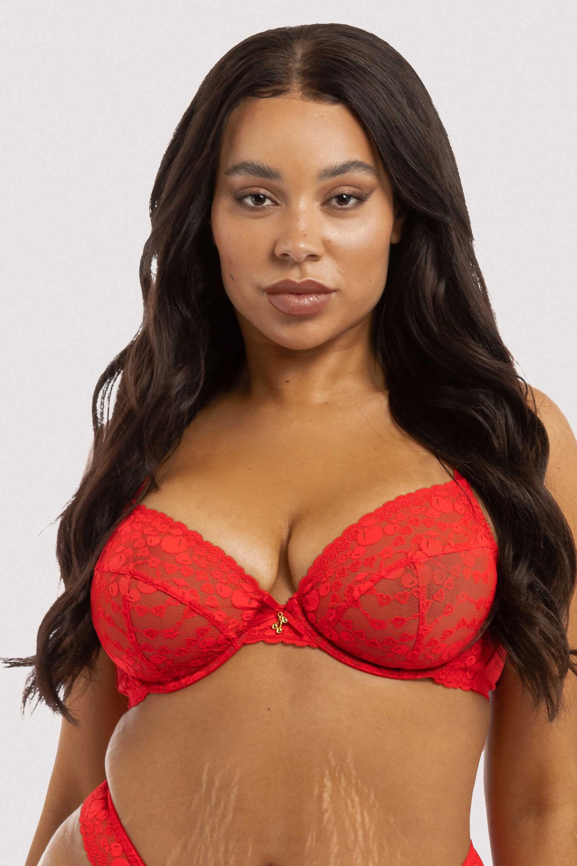 Leomie Red Cherry Plunge Bra