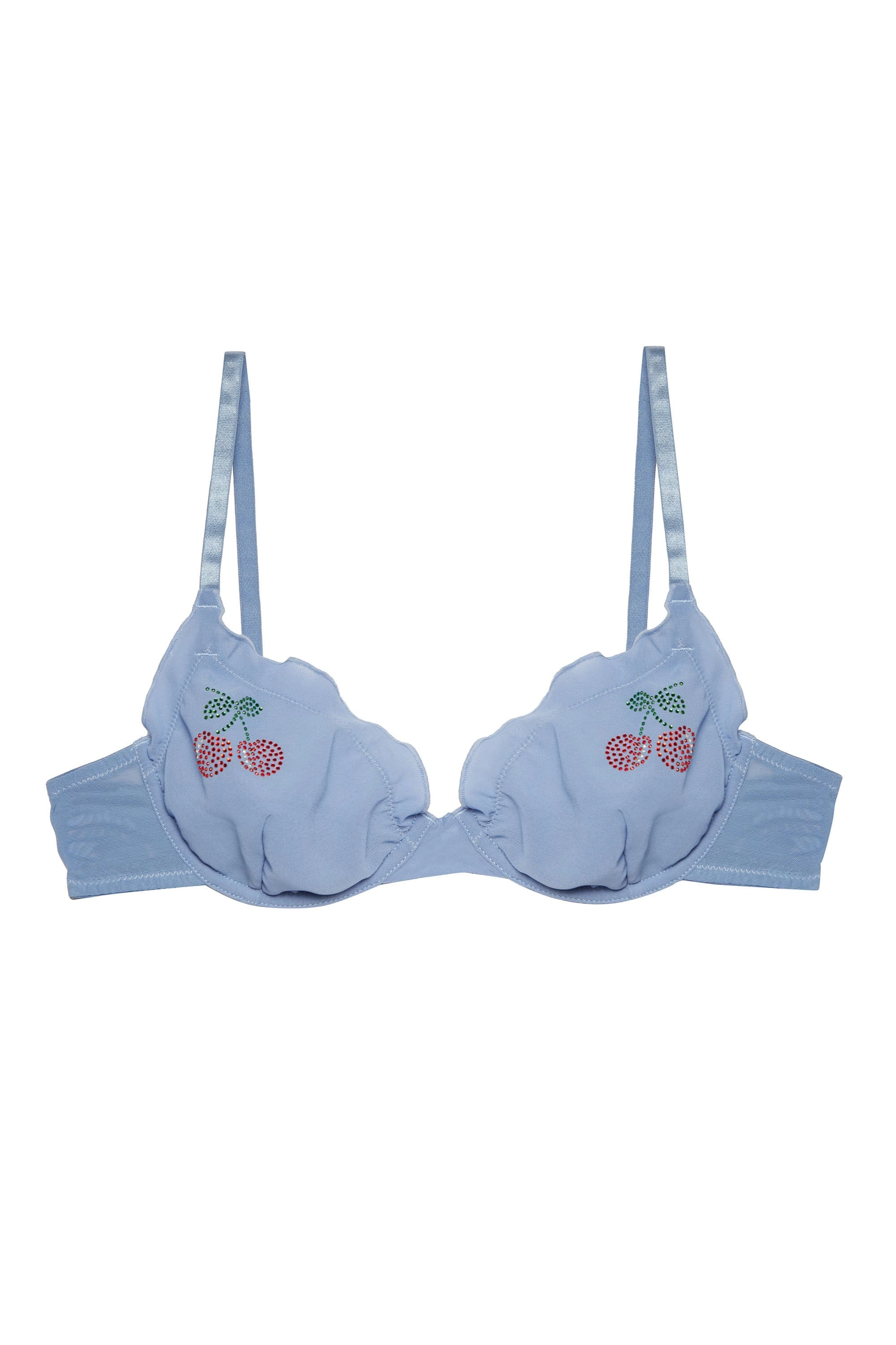 Lili Blue Diamante Cherry Plunge Bra