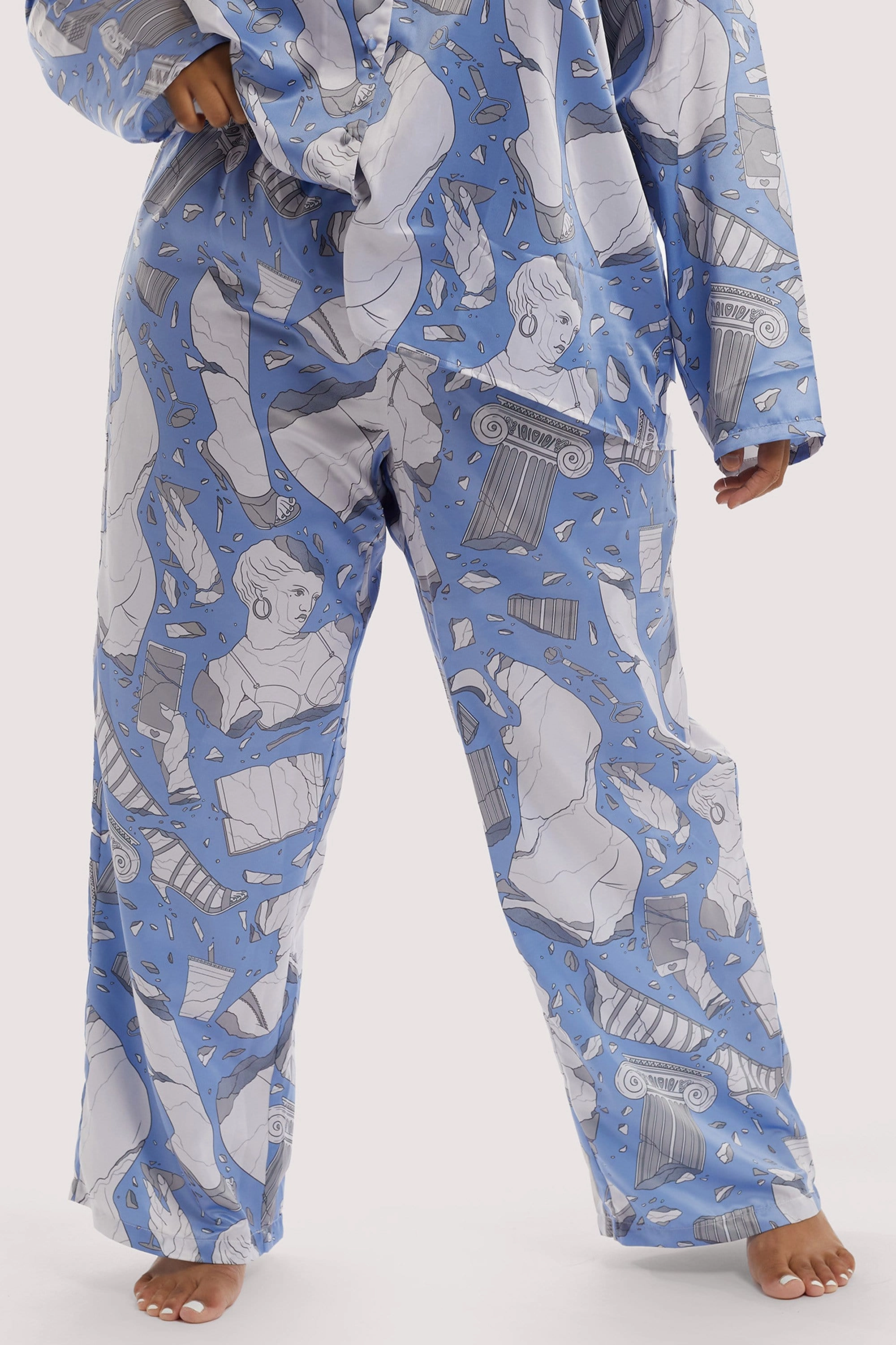 Logan Spector Recycled Blue Statues Satin Trousers