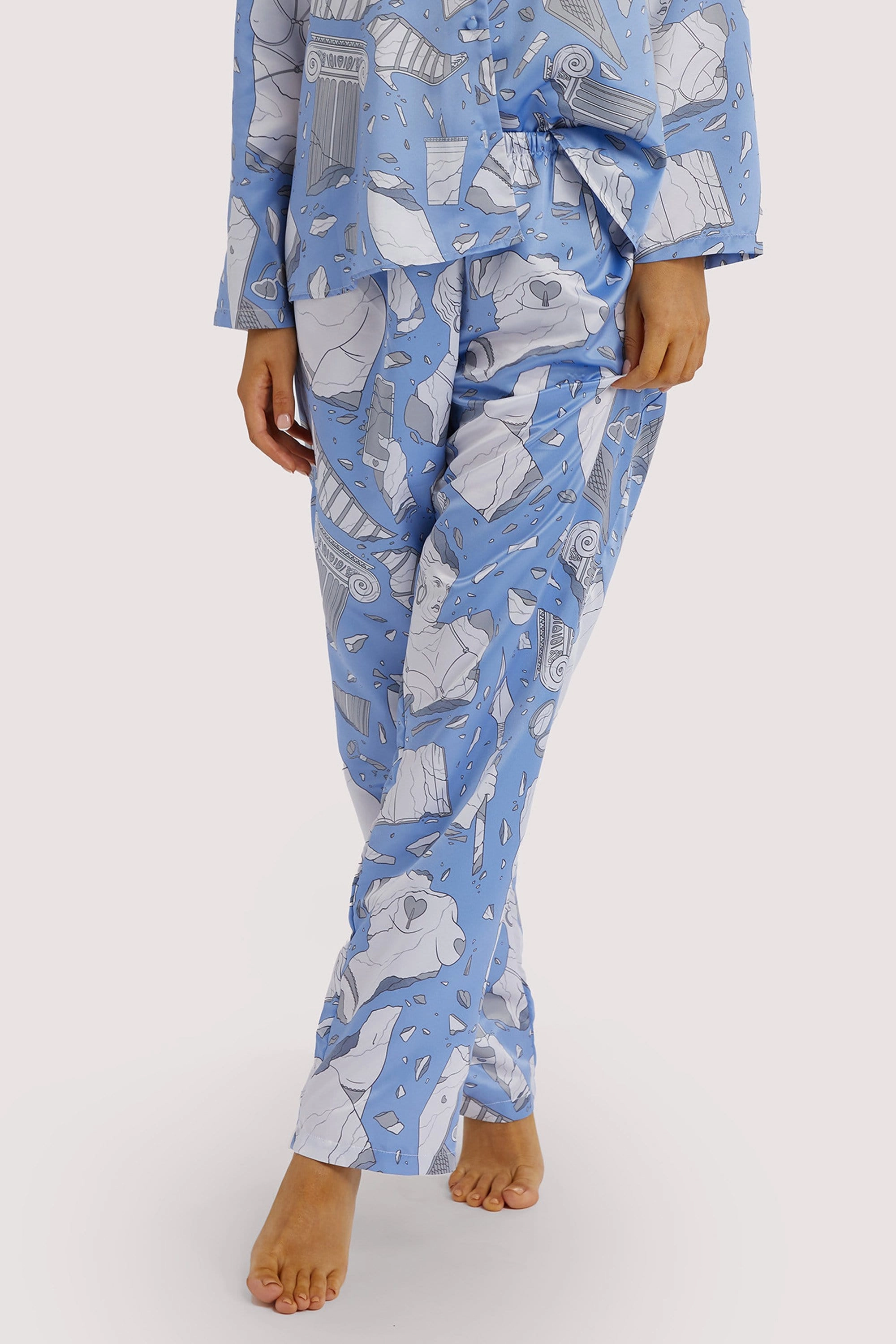 Logan Spector Recycled Blue Statues Satin Trousers