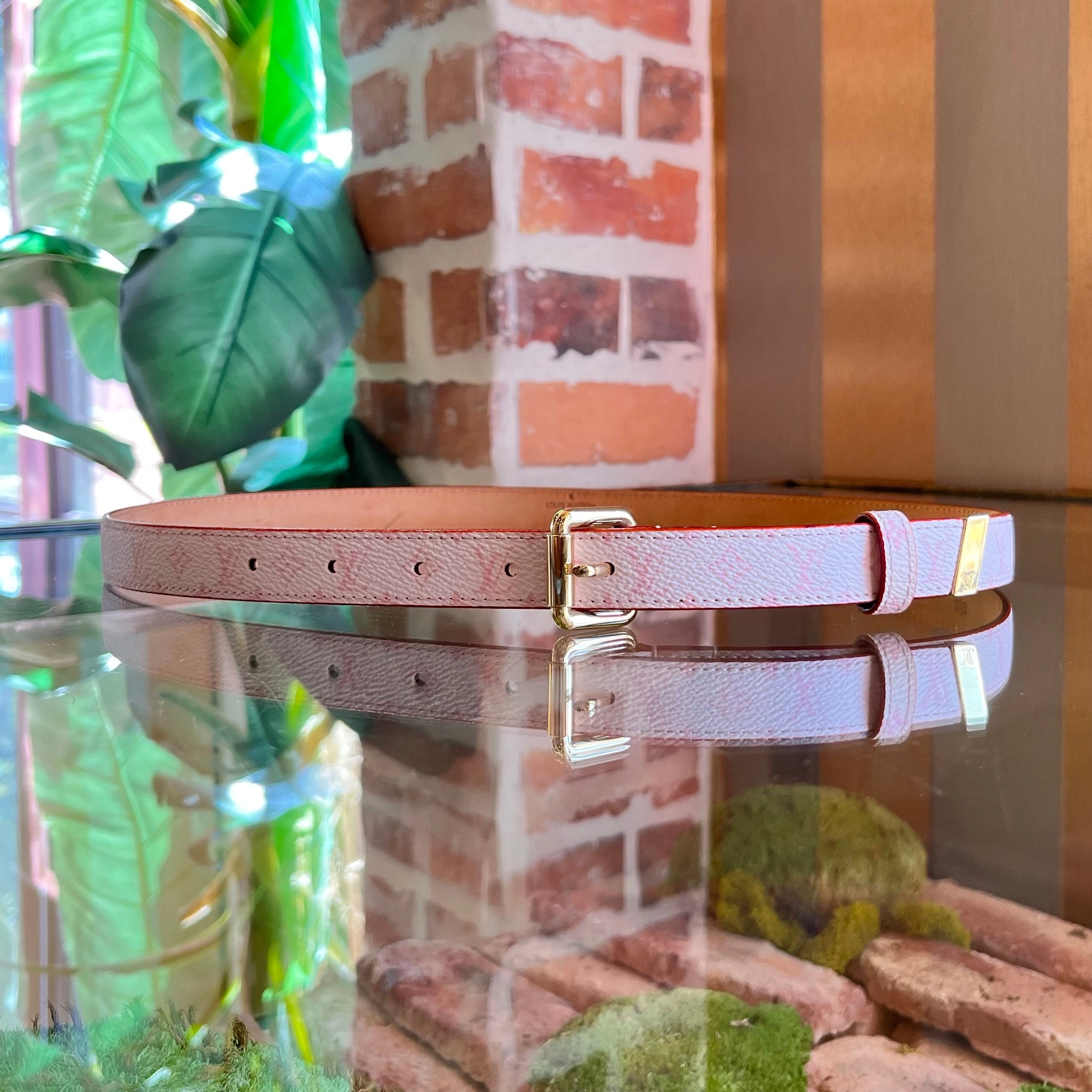 LOUIS VUITTON Cherry Blossom Monogram Vintage Belt SZ80/32(SZ4)